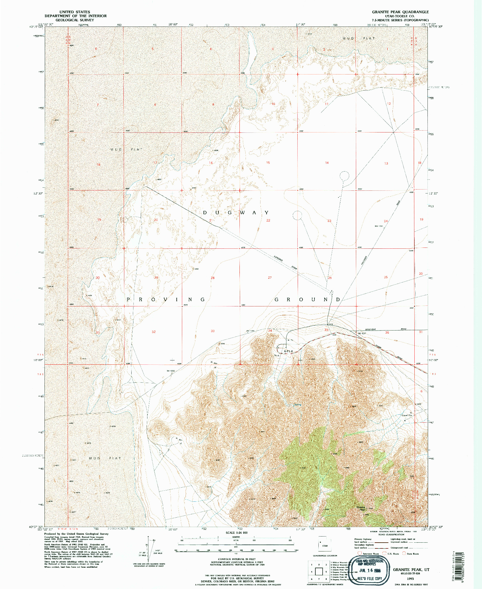 USGS 1:24000-SCALE QUADRANGLE FOR GRANITE PEAK, UT 1993