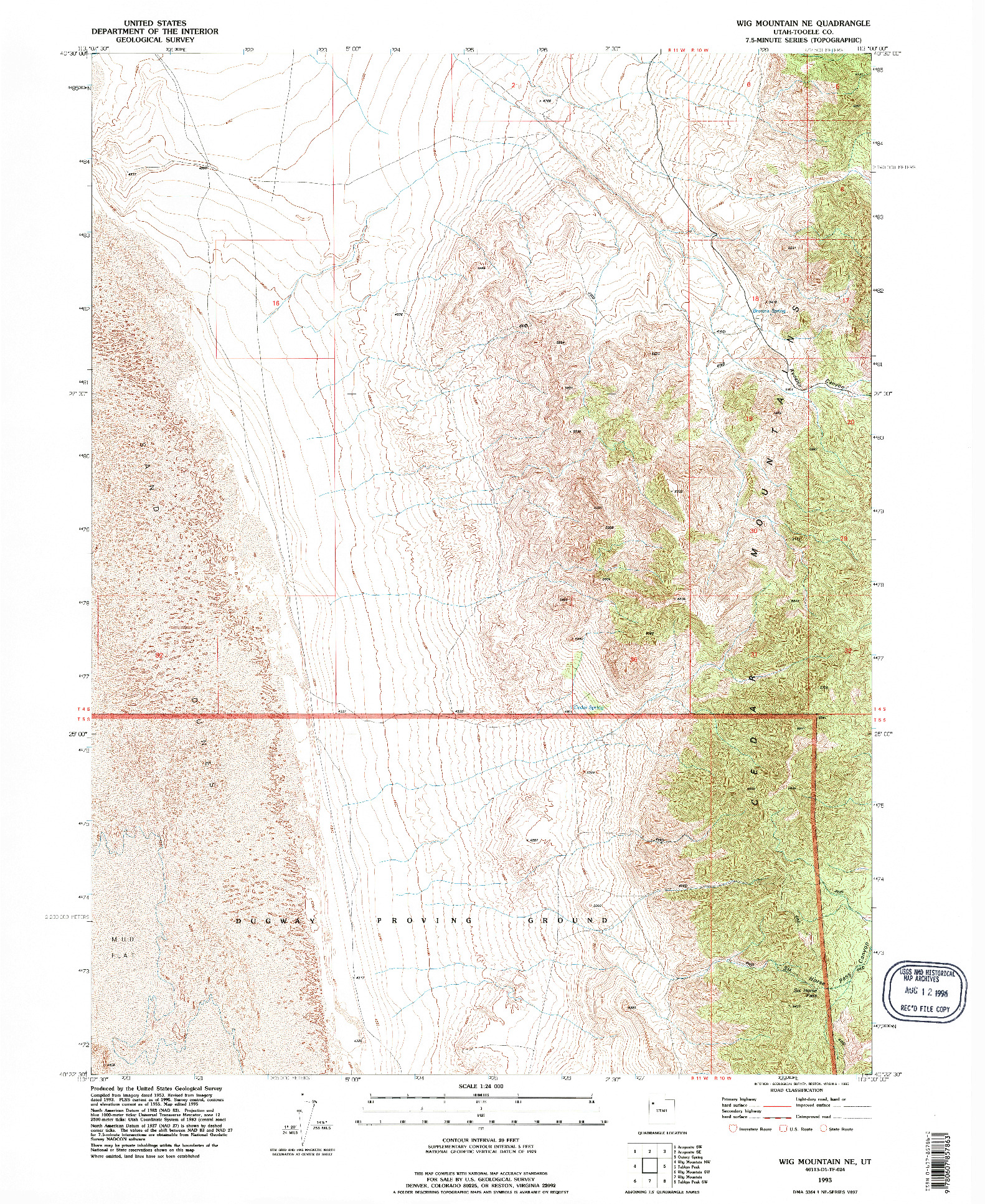 USGS 1:24000-SCALE QUADRANGLE FOR WIG MTN NE, UT 1993