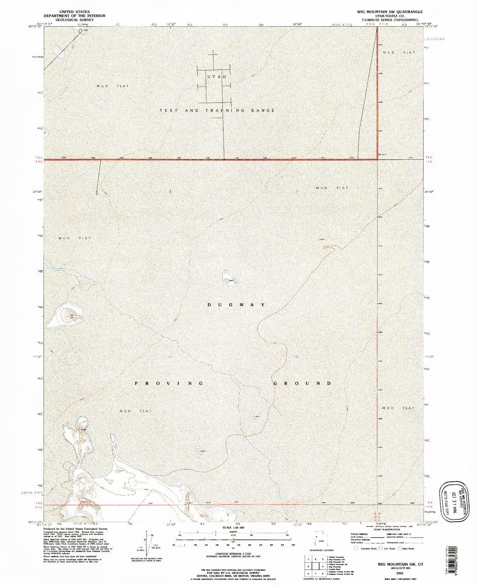 USGS 1:24000-SCALE QUADRANGLE FOR WIG MTN SW, UT 1993