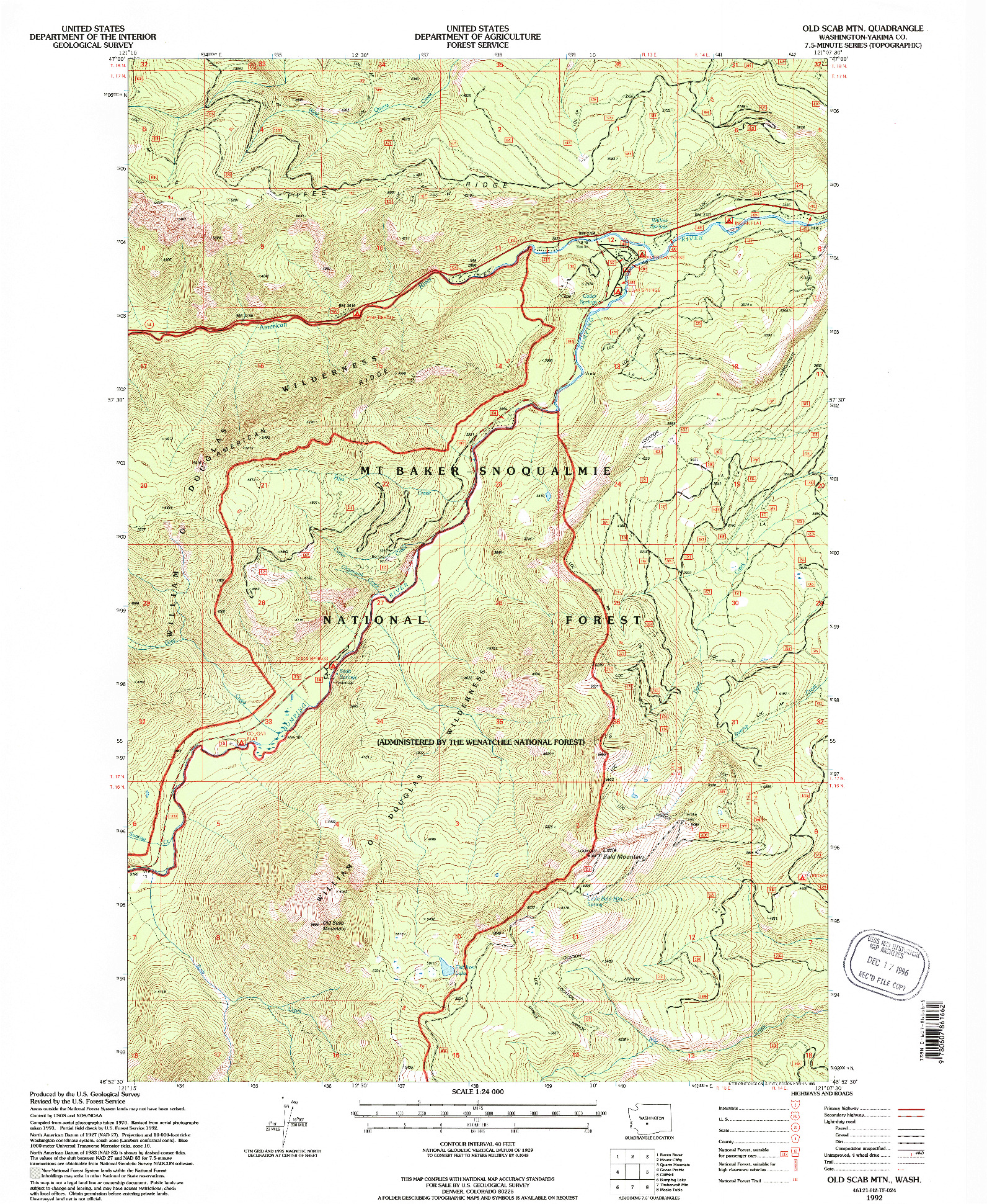 USGS 1:24000-SCALE QUADRANGLE FOR OLD SCAB MTN, WA 1992