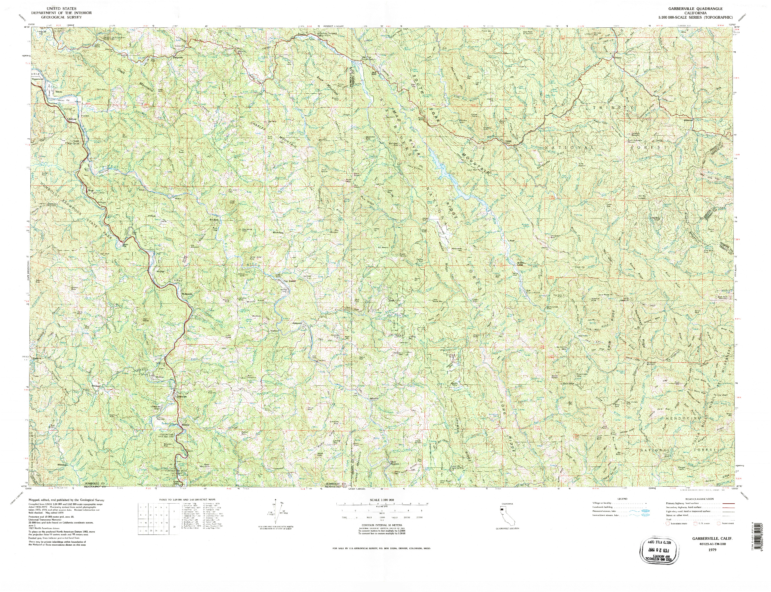 USGS 1:100000-SCALE QUADRANGLE FOR GARBERVILLE, CA 1979