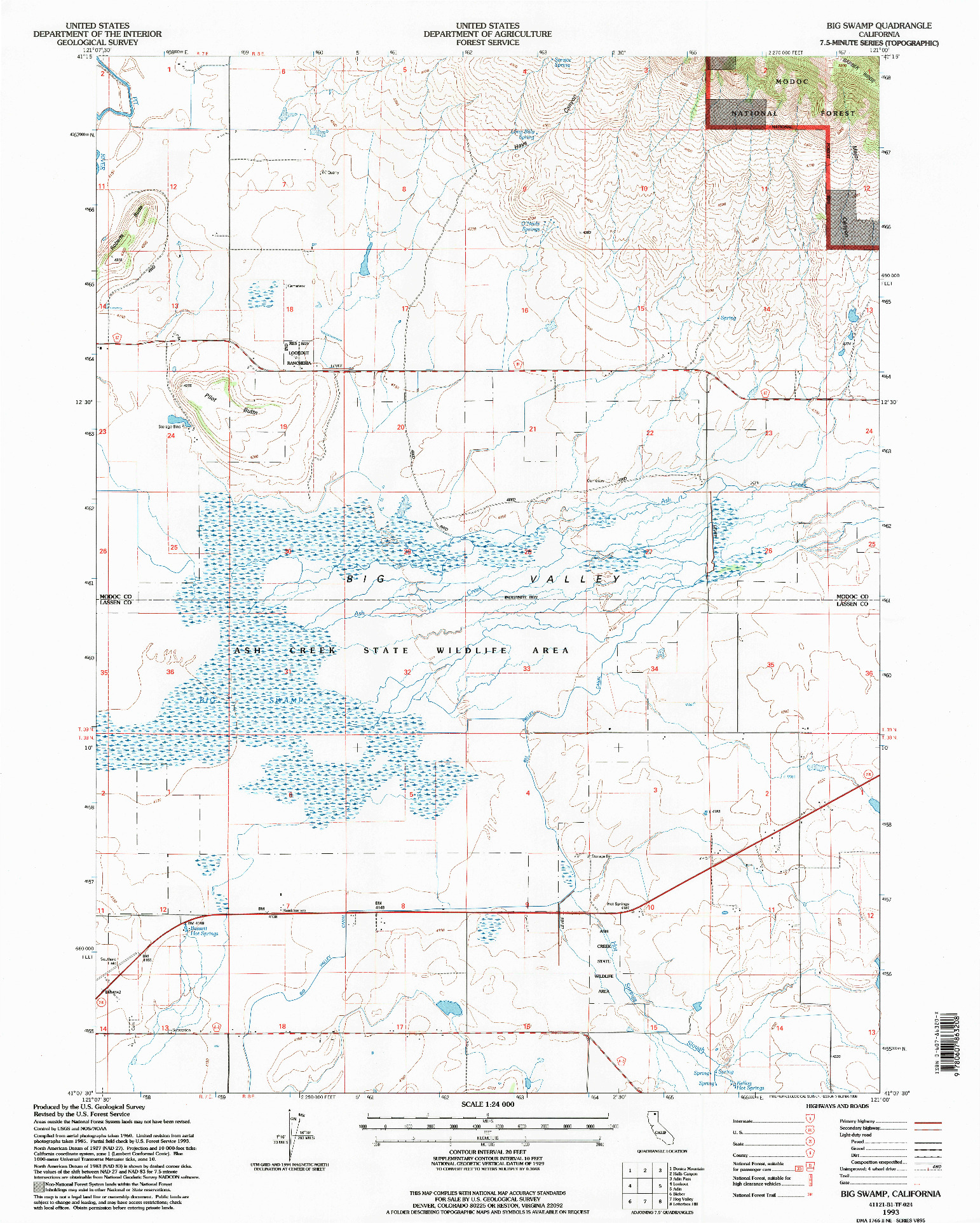 USGS 1:24000-SCALE QUADRANGLE FOR BIG SWAMP, CA 1993