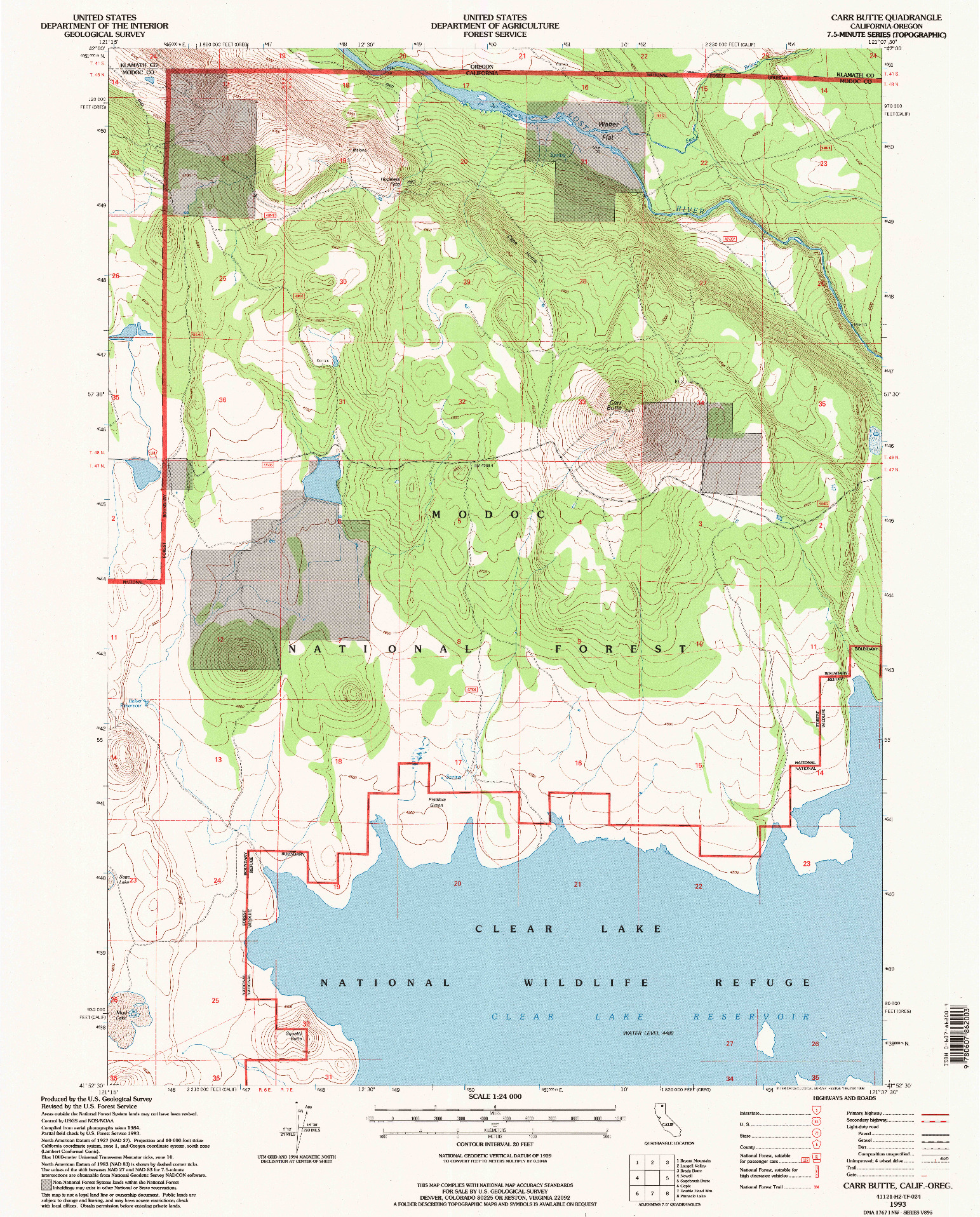 USGS 1:24000-SCALE QUADRANGLE FOR CARR BUTTE, CA 1993