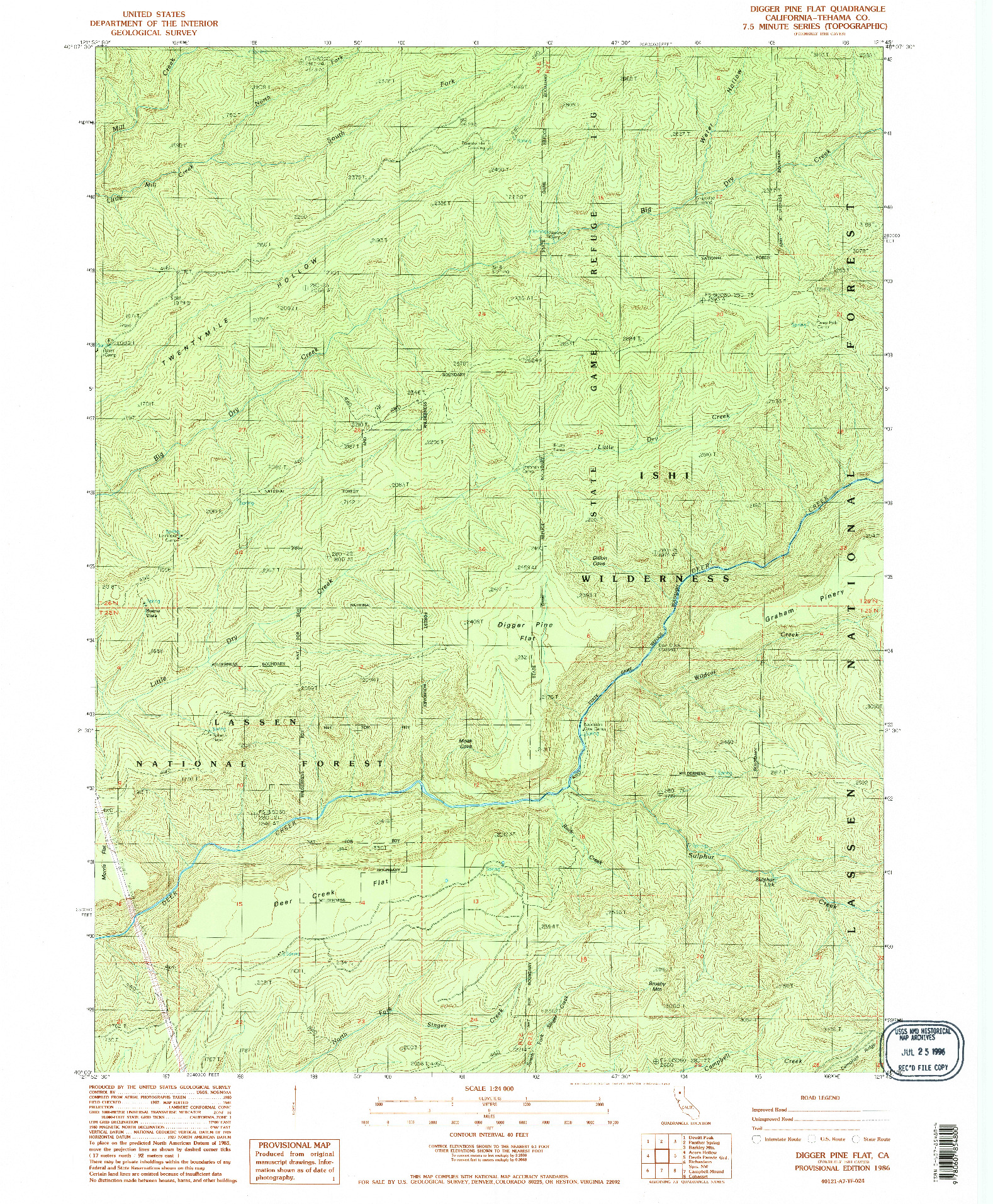 USGS 1:24000-SCALE QUADRANGLE FOR DIGGER PINE FLAT, CA 1986