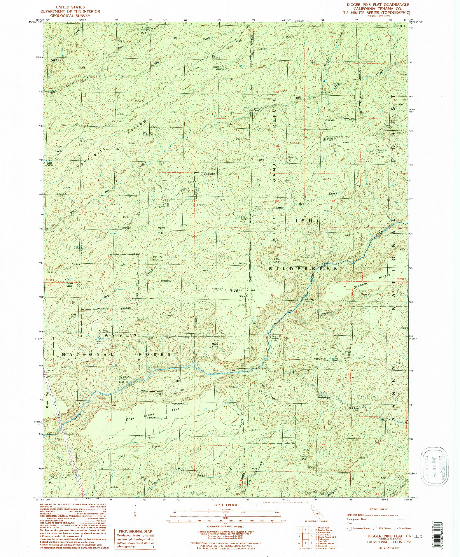 USGS 1:24000-SCALE QUADRANGLE FOR DIGGER PINE FLAT, CA 1986
