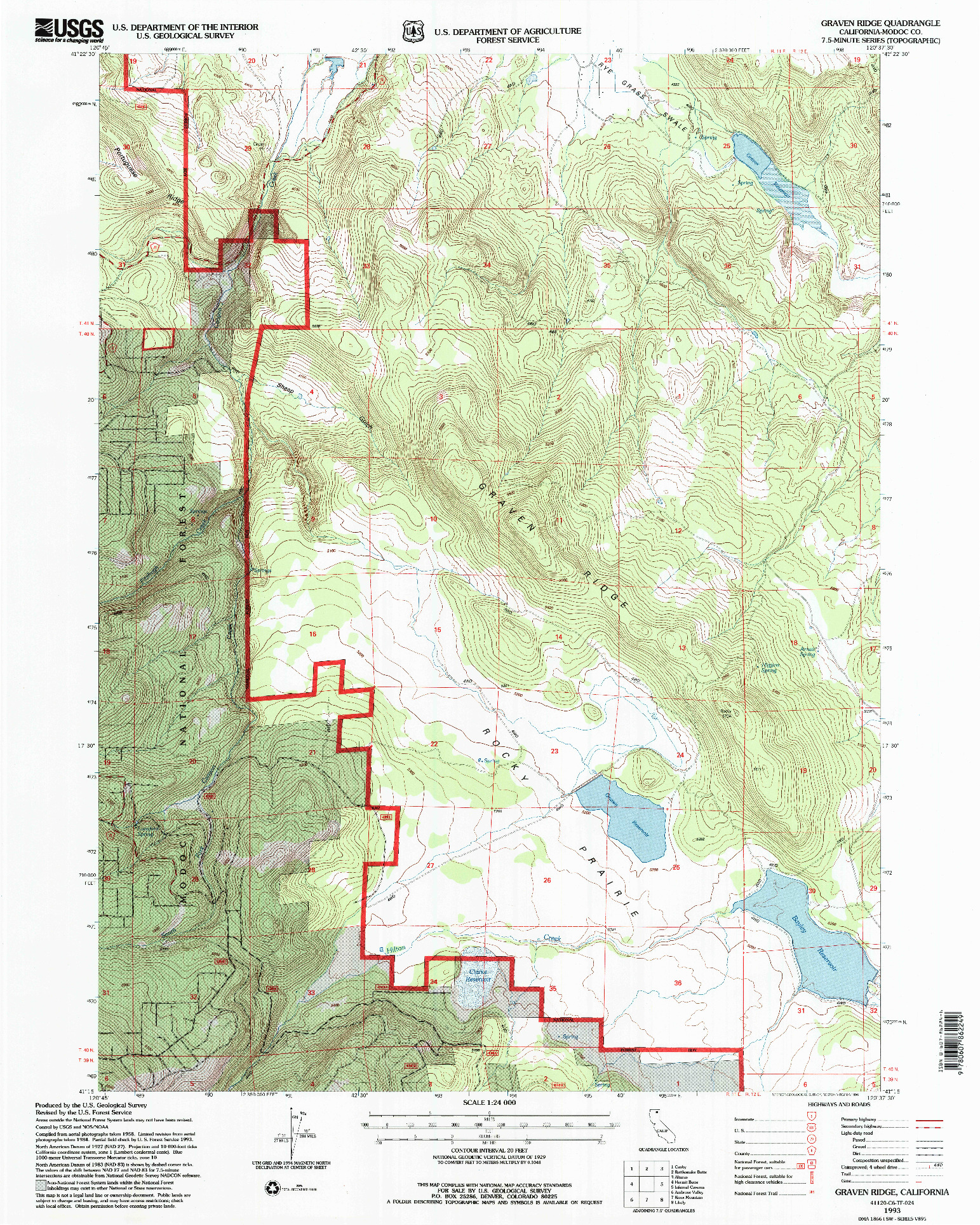 USGS 1:24000-SCALE QUADRANGLE FOR GRAVEN RIDGE, CA 1993