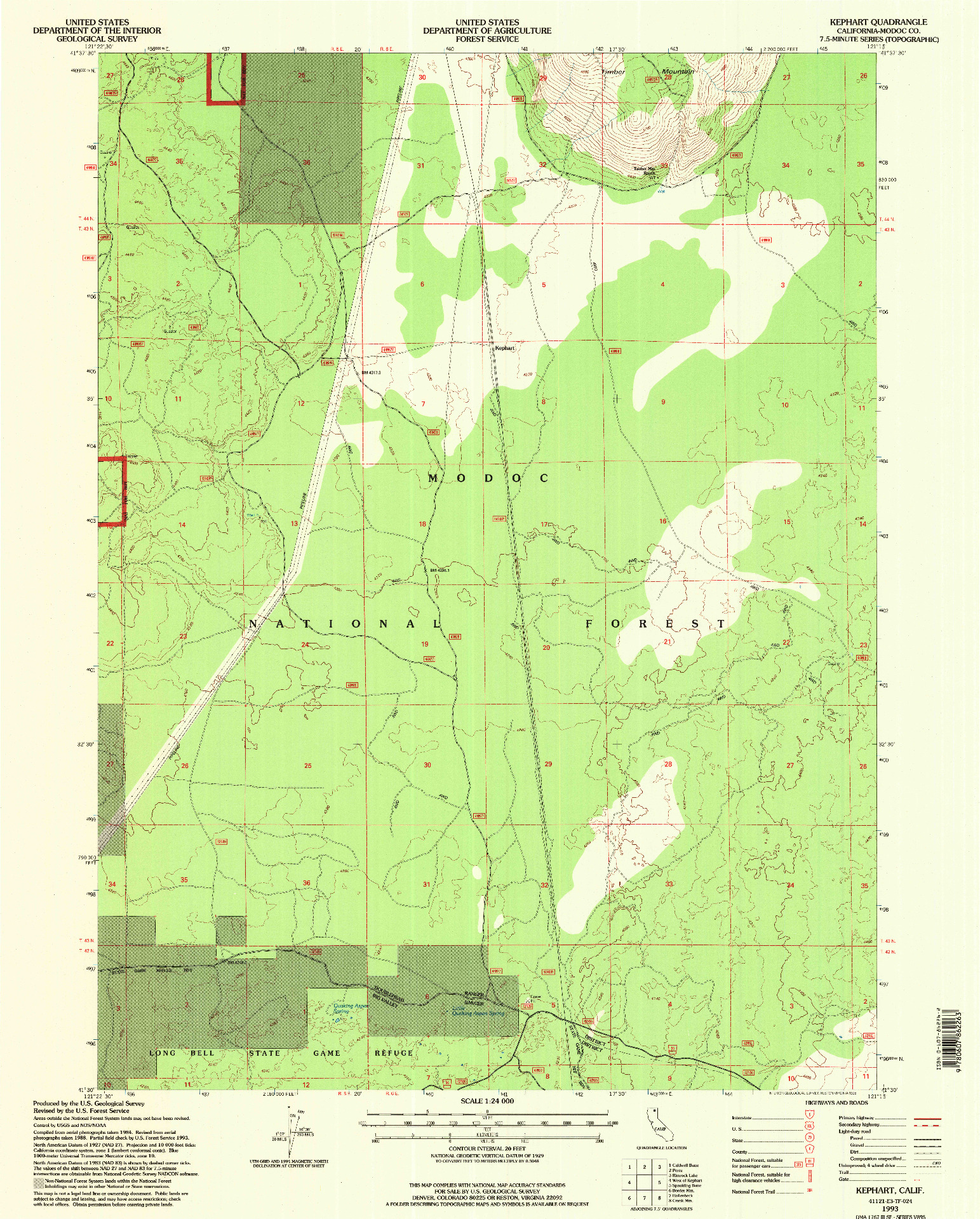 USGS 1:24000-SCALE QUADRANGLE FOR KEPHART, CA 1993
