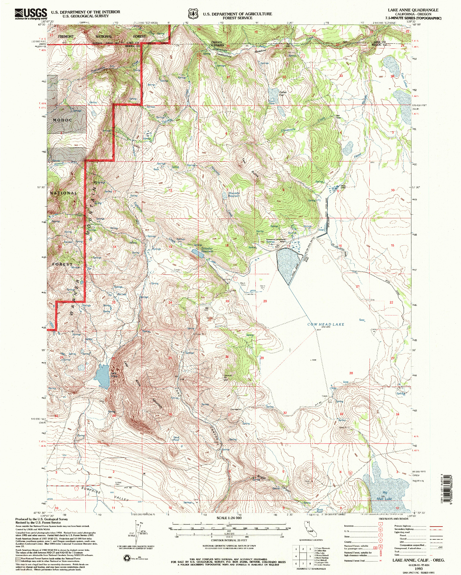 USGS 1:24000-SCALE QUADRANGLE FOR LAKE ANNIE, CA 1993