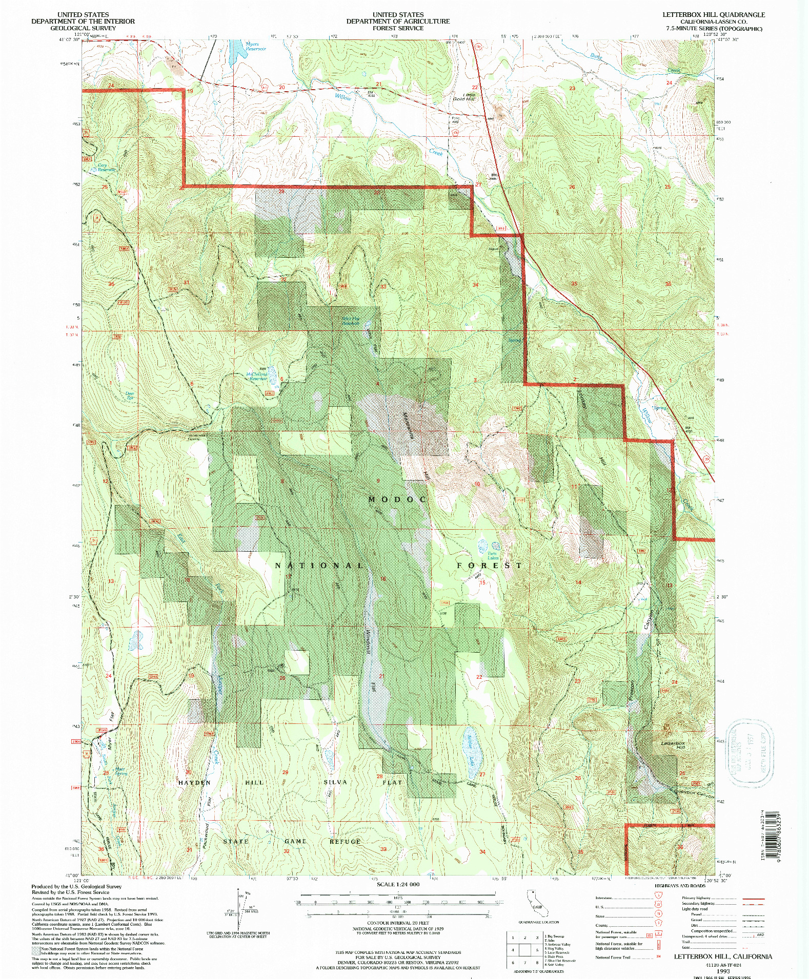 USGS 1:24000-SCALE QUADRANGLE FOR LETTERBOX HILL, CA 1993