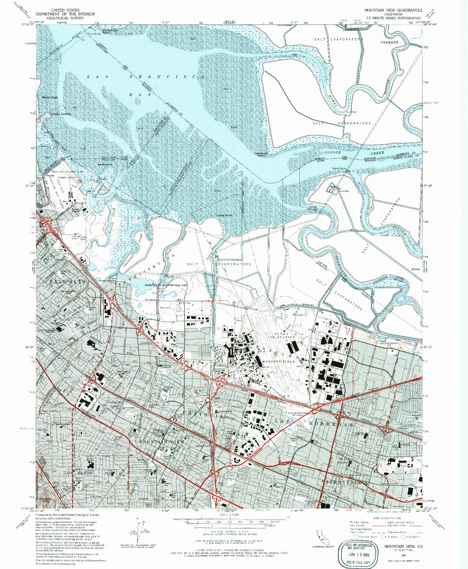 USGS 1:24000-SCALE QUADRANGLE FOR MOUNTAIN VIEW, CA 1991