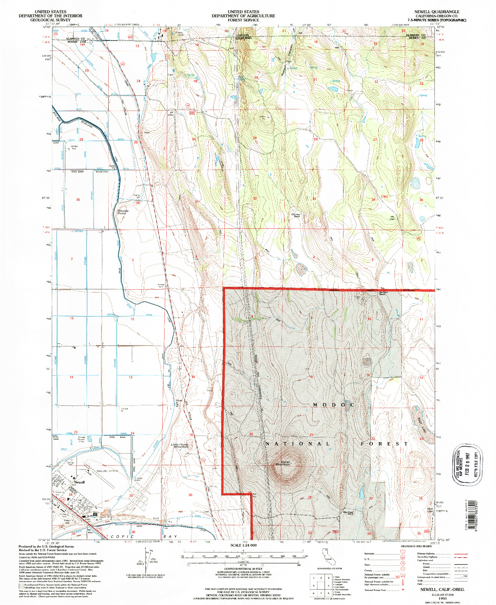 USGS 1:24000-SCALE QUADRANGLE FOR NEWELL, CA 1993