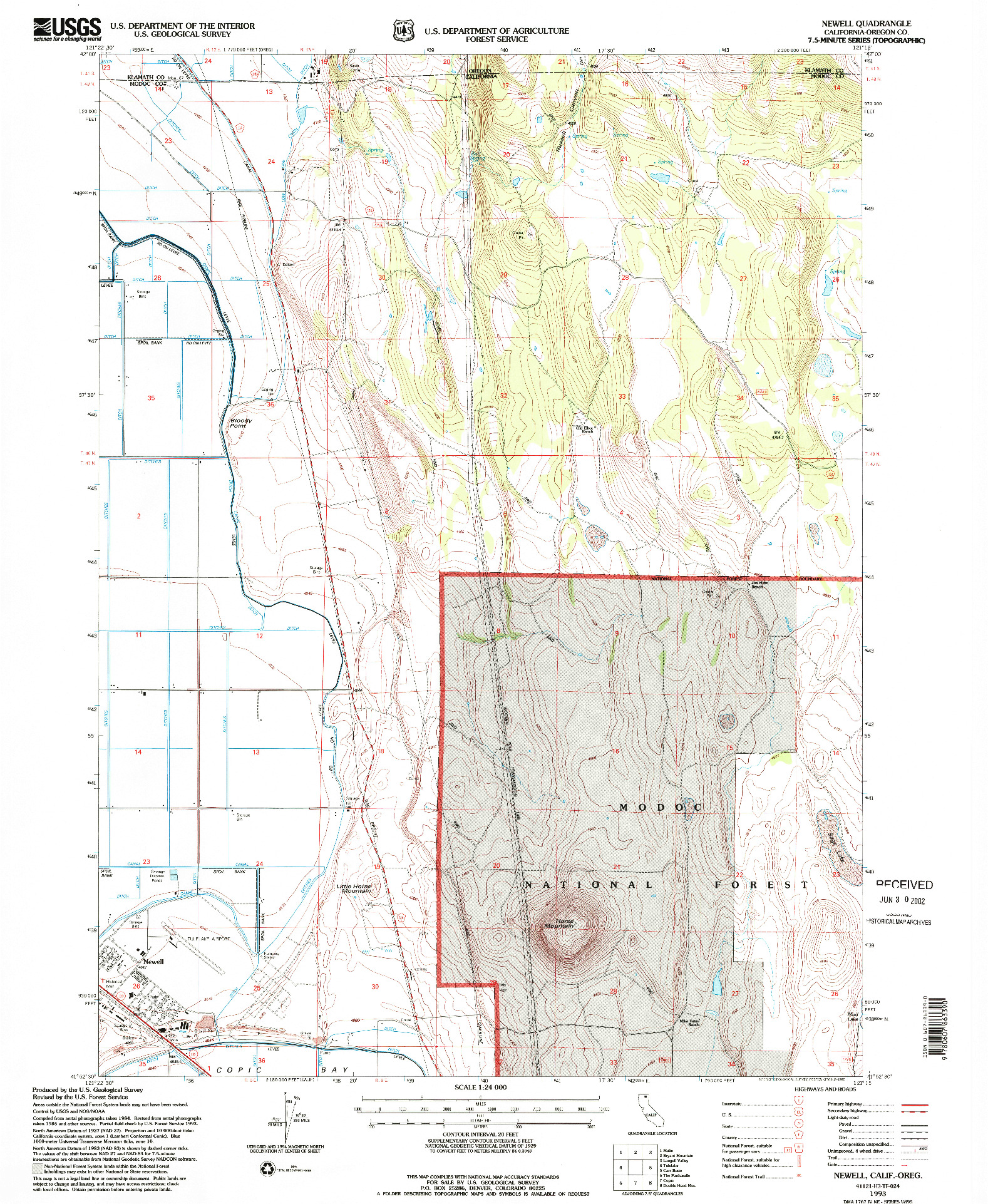 USGS 1:24000-SCALE QUADRANGLE FOR NEWELL, CA 1993