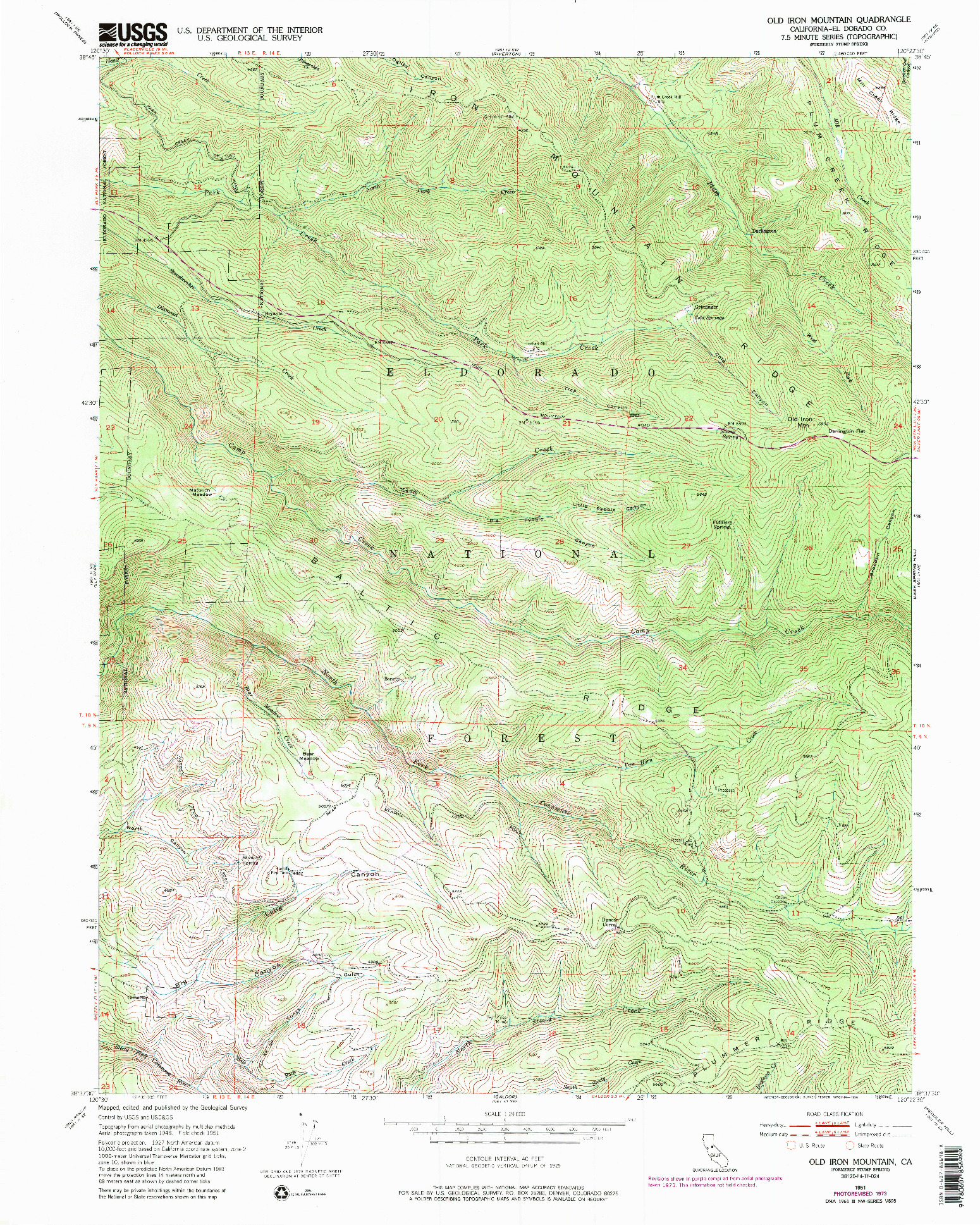 USGS 1:24000-SCALE QUADRANGLE FOR OLD IRON MOUNTAIN, CA 1951