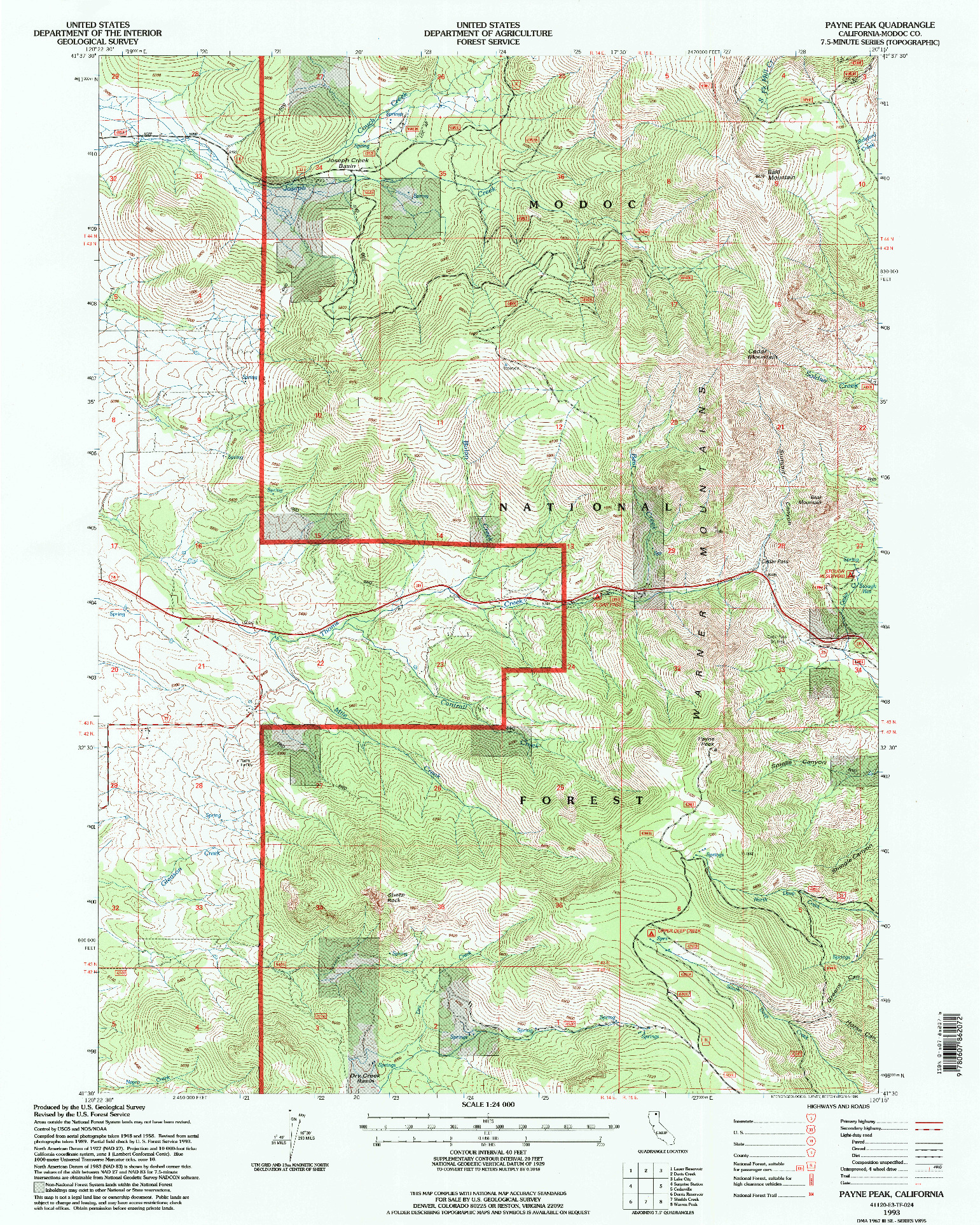 USGS 1:24000-SCALE QUADRANGLE FOR PAYNE PEAK, CA 1993