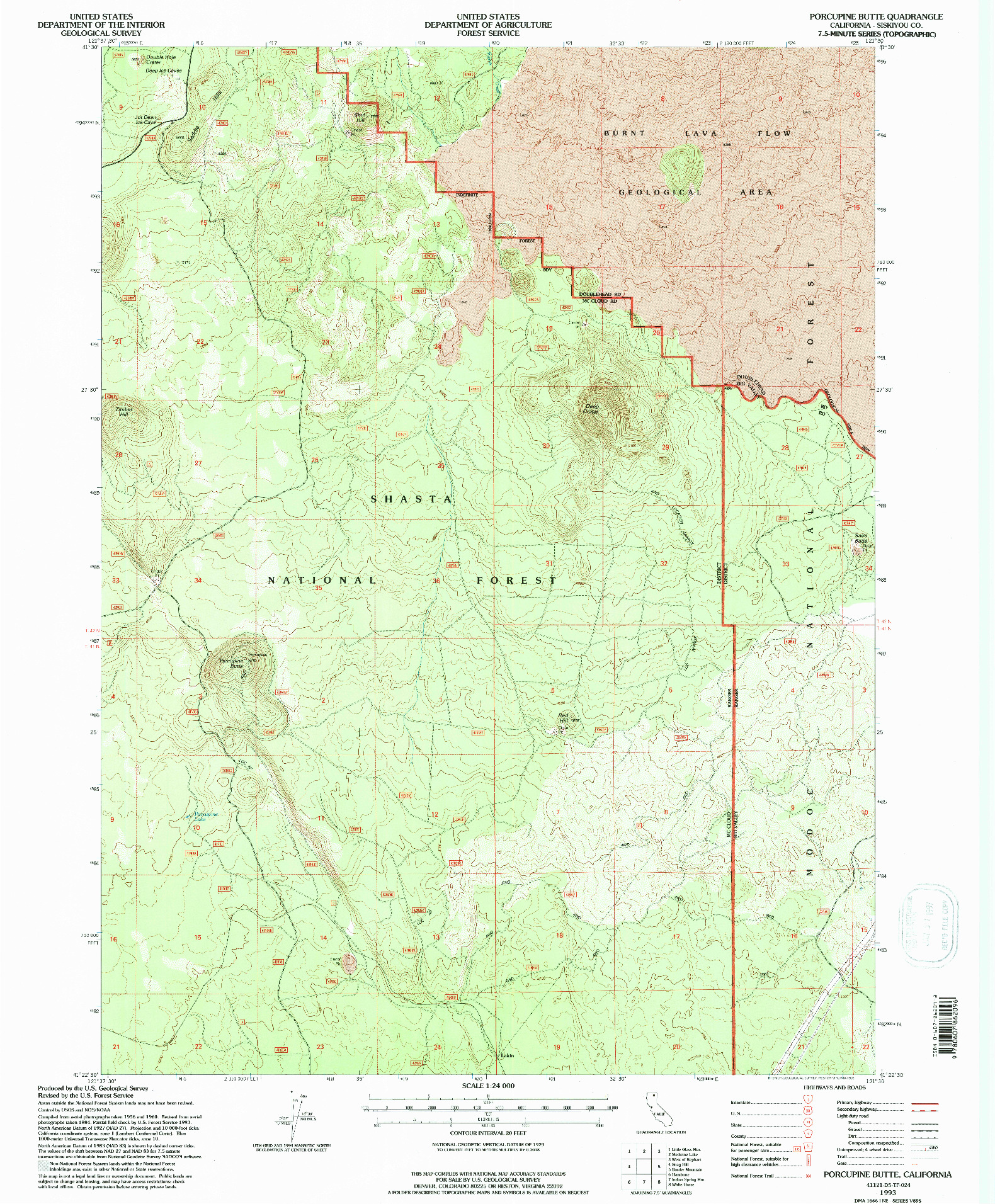 USGS 1:24000-SCALE QUADRANGLE FOR PORCUPINE BUTTE, CA 1993