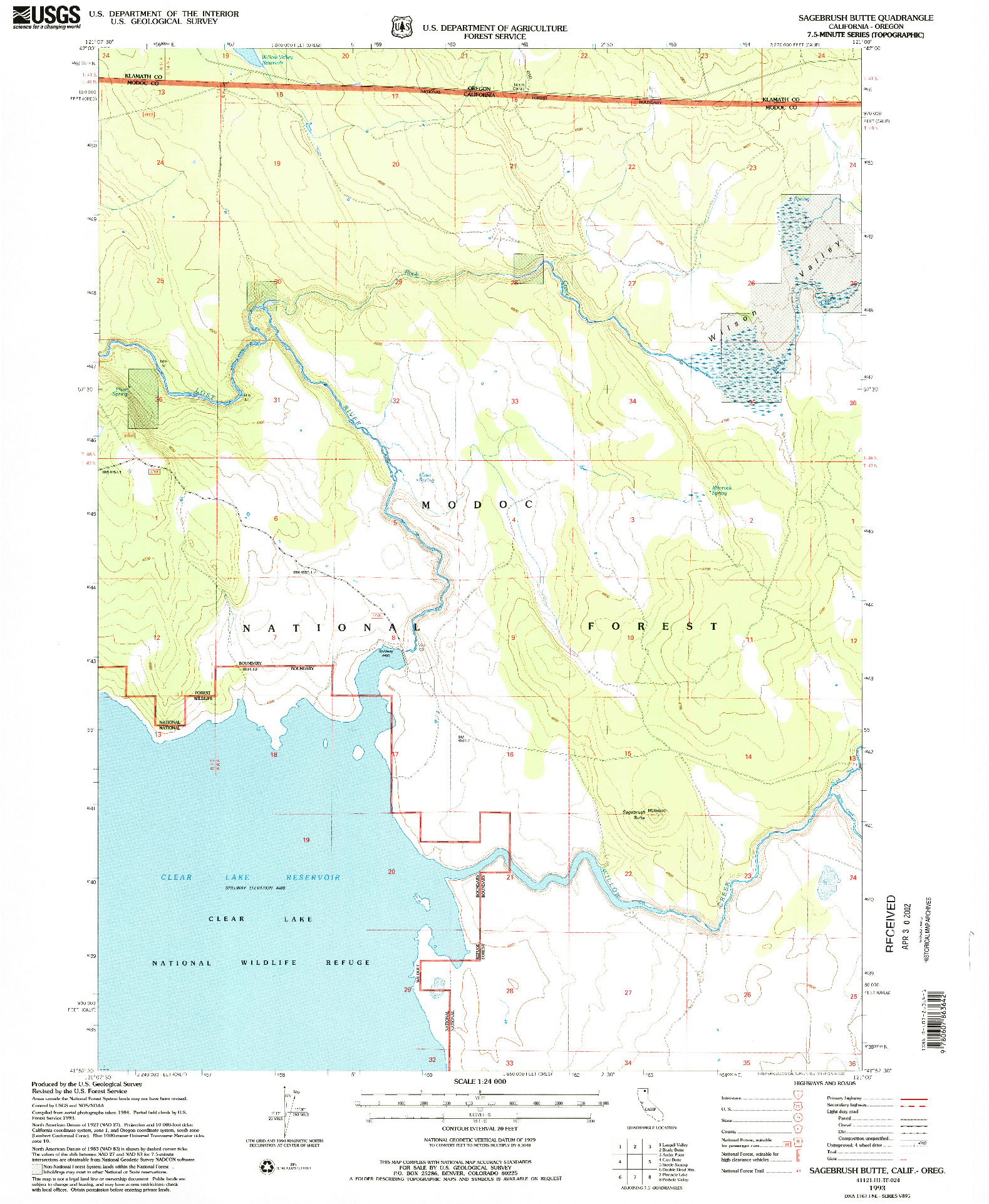 USGS 1:24000-SCALE QUADRANGLE FOR SAGEBRUSH BUTTE, CA 1993