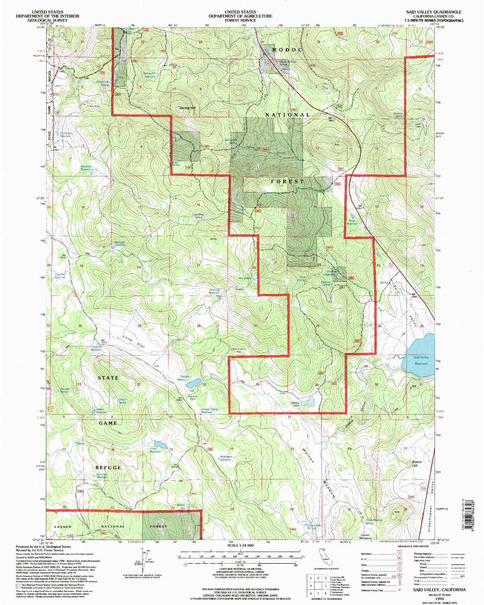 USGS 1:24000-SCALE QUADRANGLE FOR SAID VALLEY, CA 1993