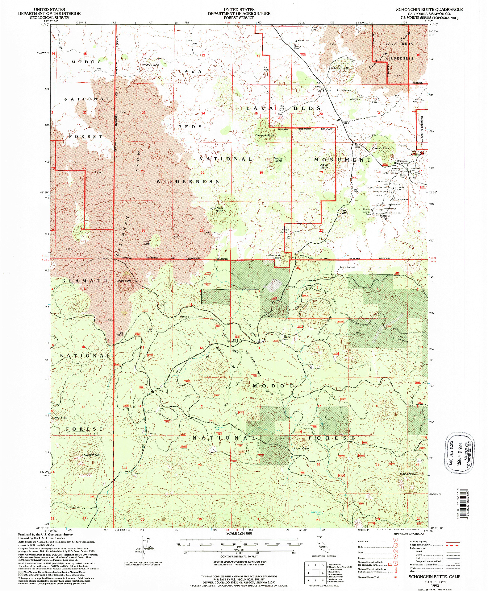 USGS 1:24000-SCALE QUADRANGLE FOR SCHONCHIN BUTTE, CA 1993