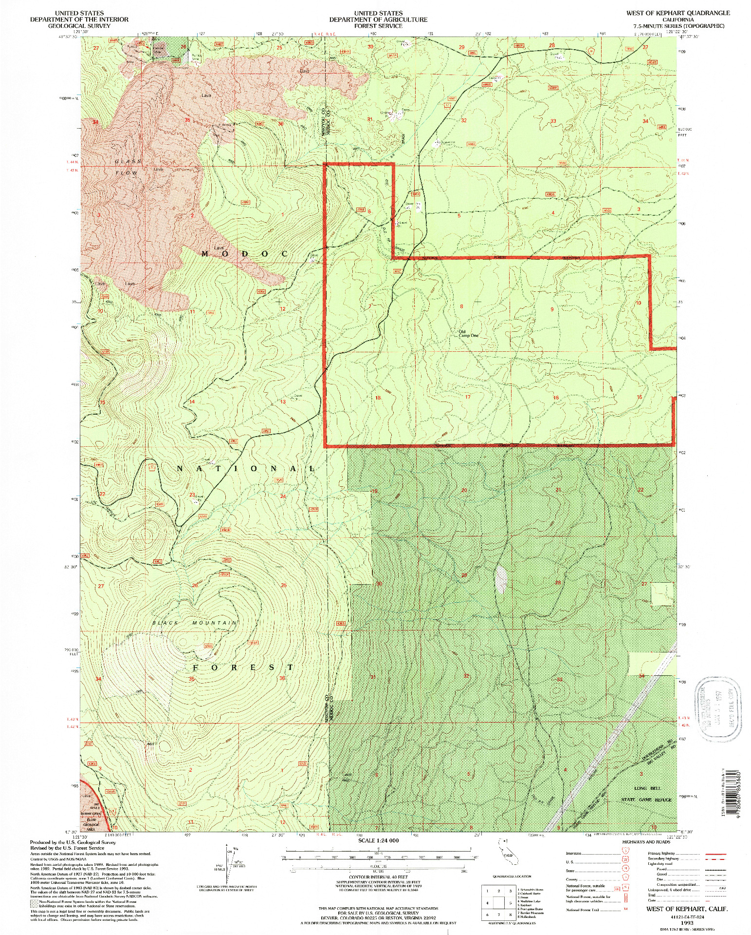 USGS 1:24000-SCALE QUADRANGLE FOR WEST OF KEPHART, CA 1993