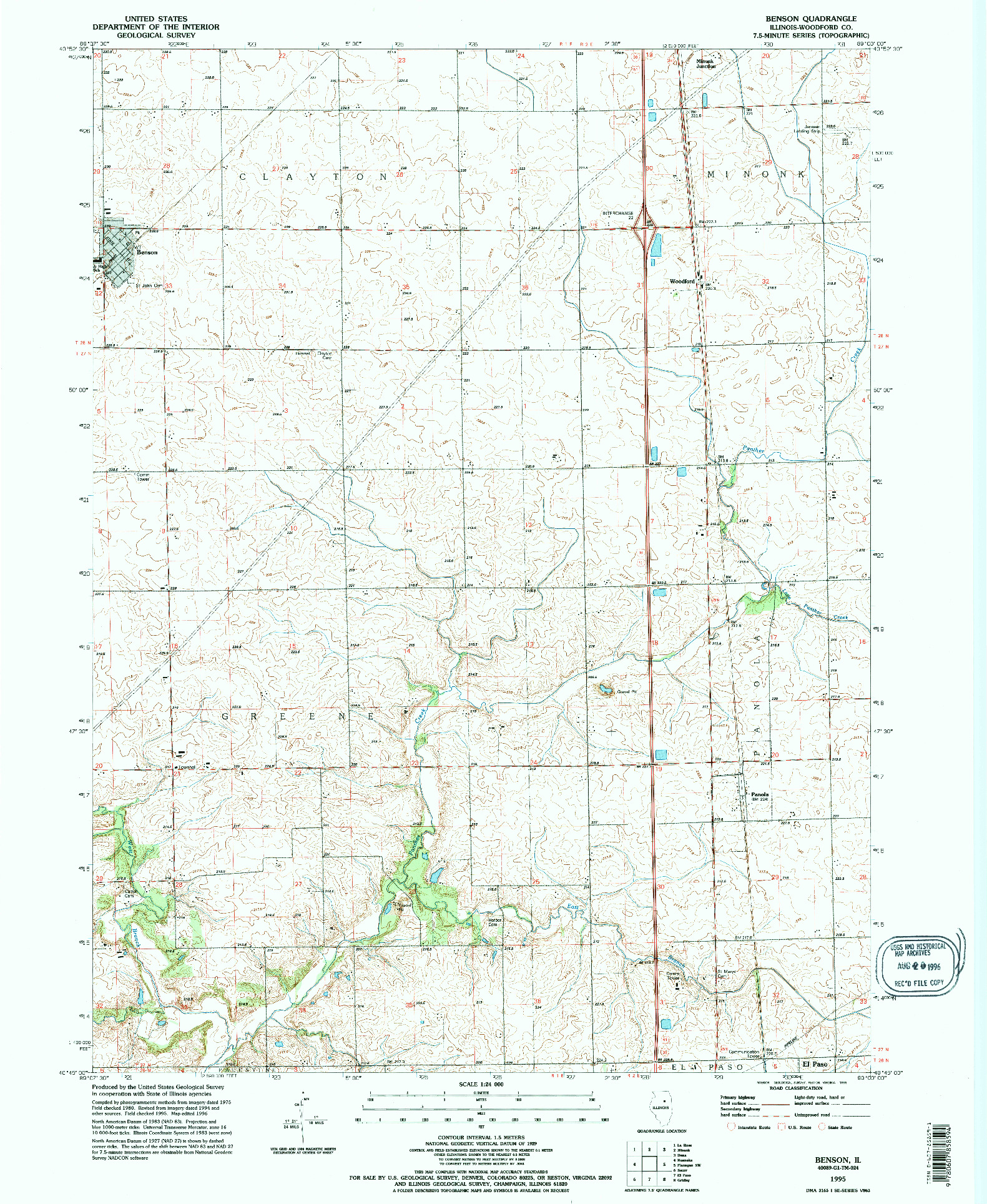 USGS 1:24000-SCALE QUADRANGLE FOR BENSON, IL 1995