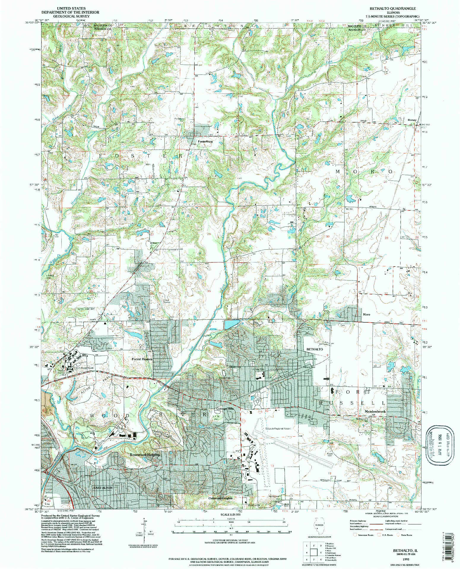 USGS 1:24000-SCALE QUADRANGLE FOR BETHALTO, IL 1993