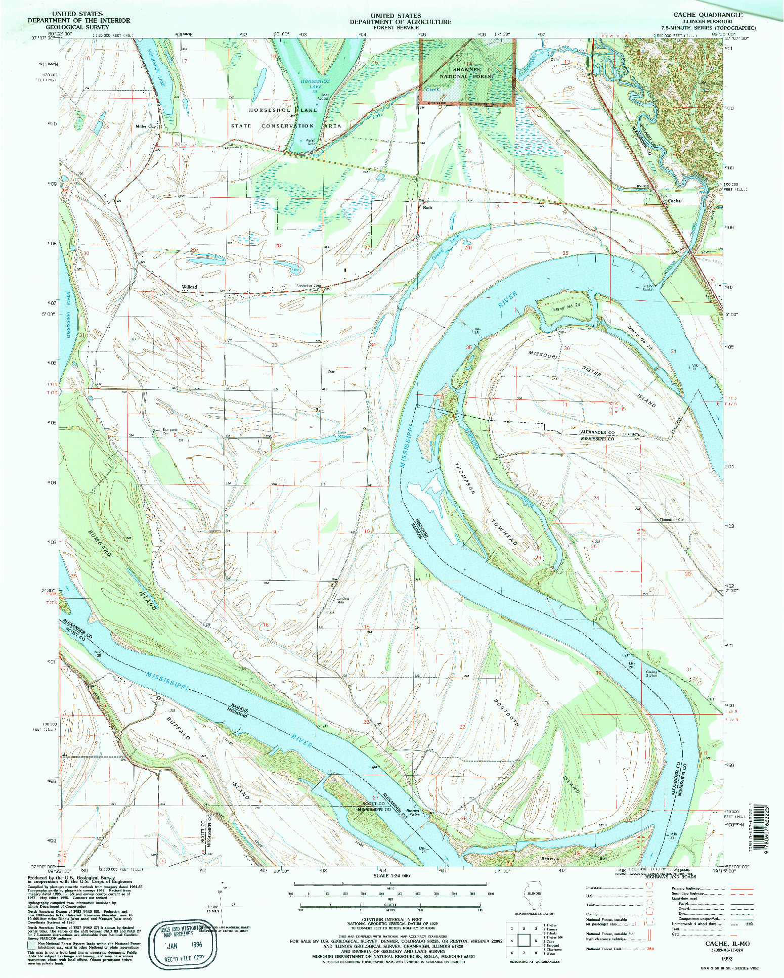 USGS 1:24000-SCALE QUADRANGLE FOR CACHE, IL 1993