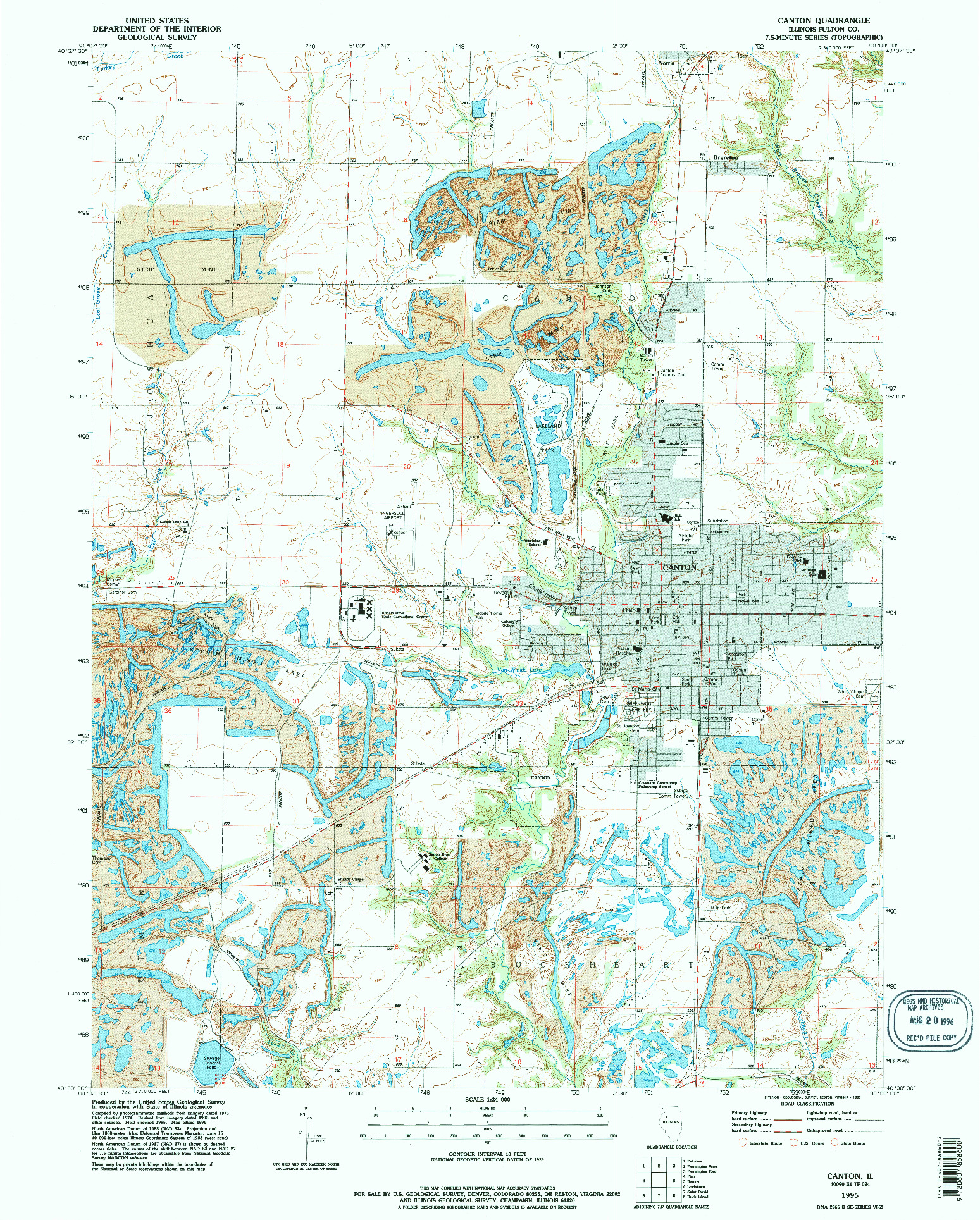 USGS 1:24000-SCALE QUADRANGLE FOR CANTON, IL 1995
