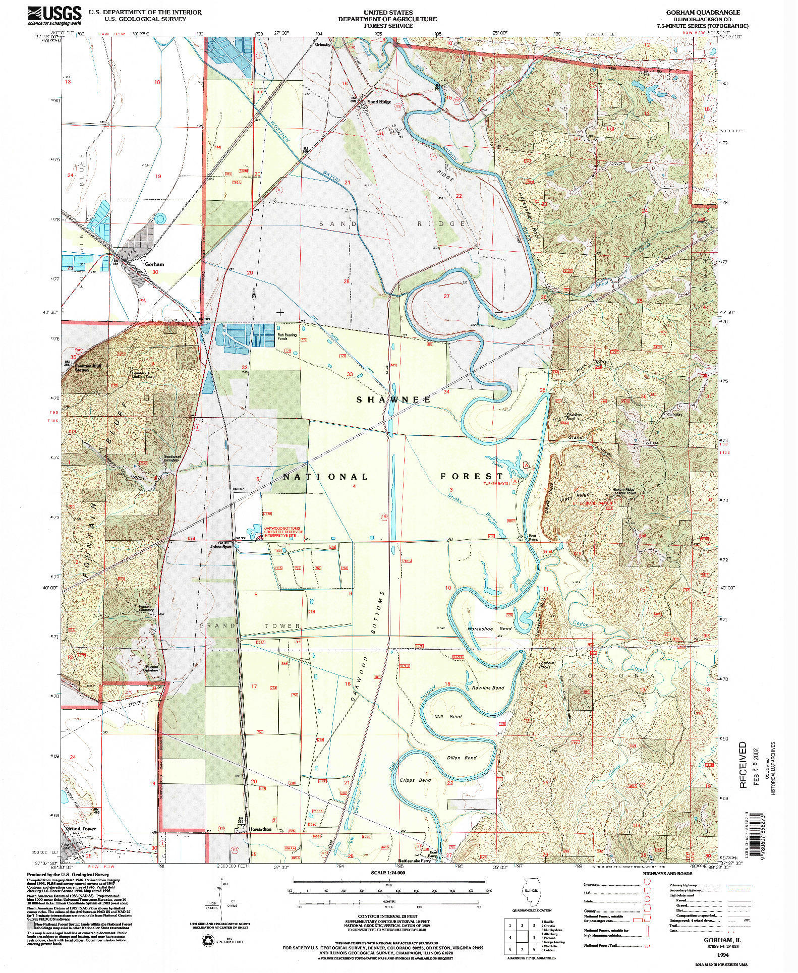 USGS 1:24000-SCALE QUADRANGLE FOR GORHAM, IL 1994