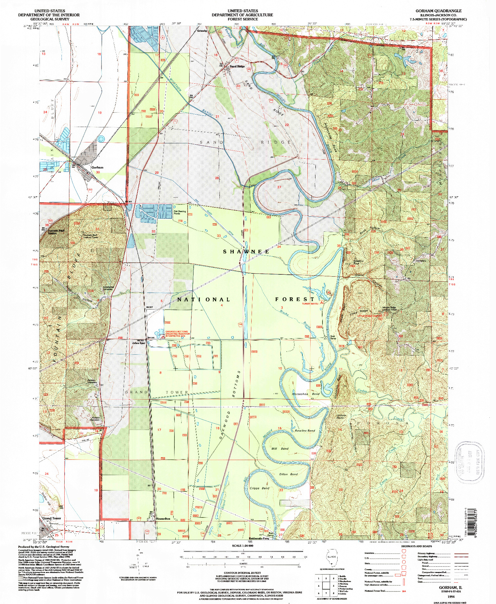 USGS 1:24000-SCALE QUADRANGLE FOR GORHAM, IL 1994