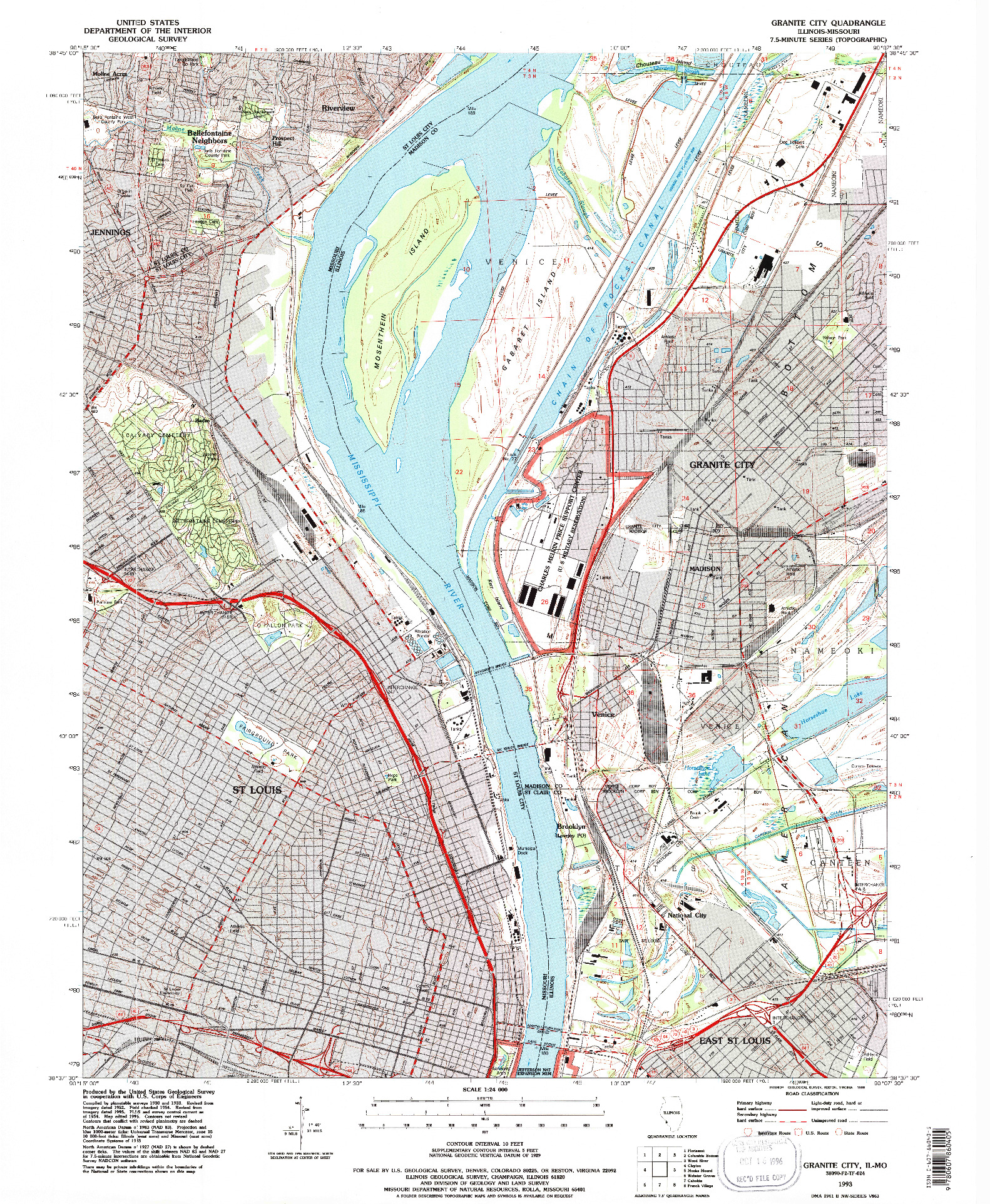 USGS 1:24000-SCALE QUADRANGLE FOR GRANITE CITY, IL 1993