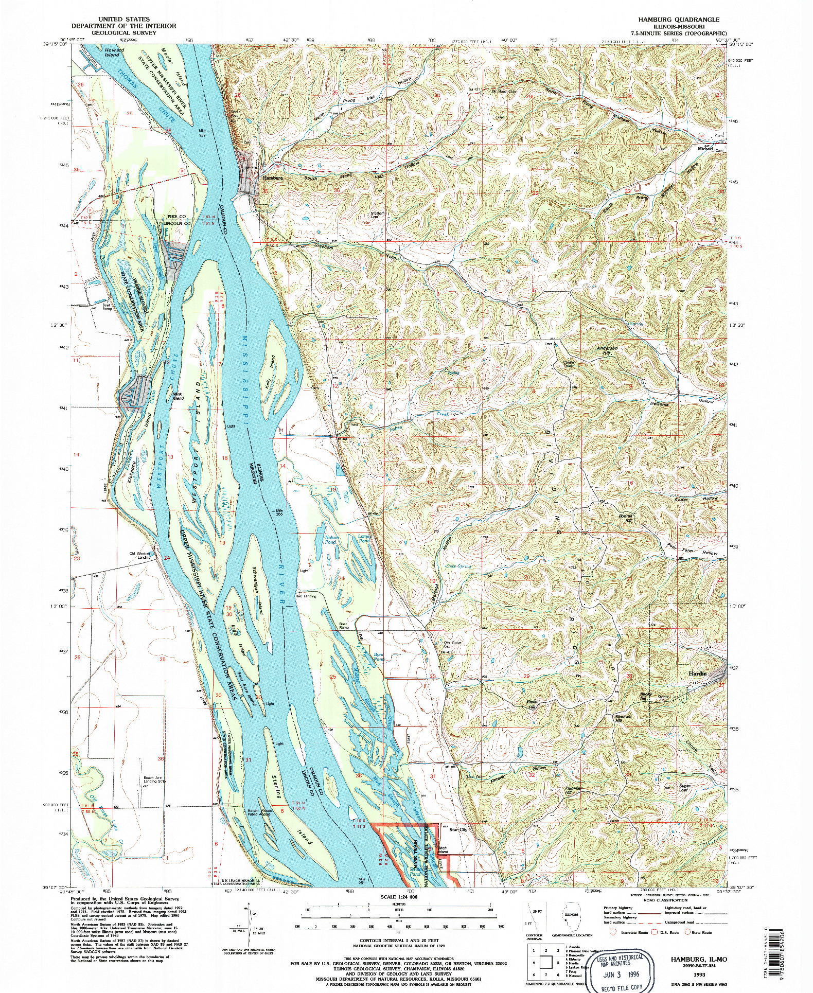 USGS 1:24000-SCALE QUADRANGLE FOR HAMBURG, IL 1993