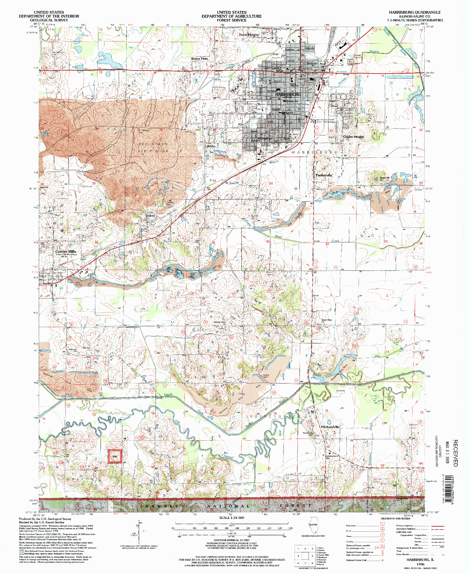 USGS 1:24000-SCALE QUADRANGLE FOR HARRISBURG, IL 1996
