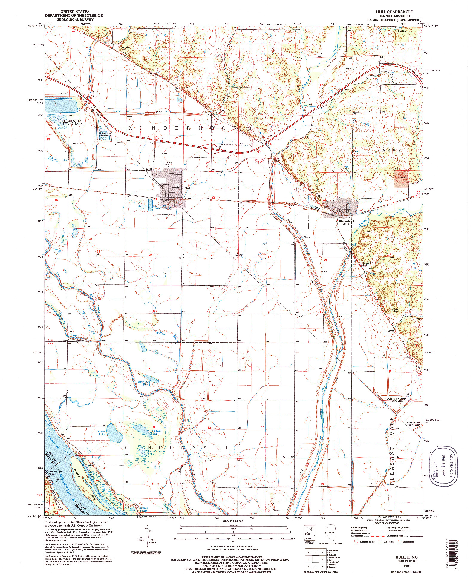 USGS 1:24000-SCALE QUADRANGLE FOR HULL, IL 1993