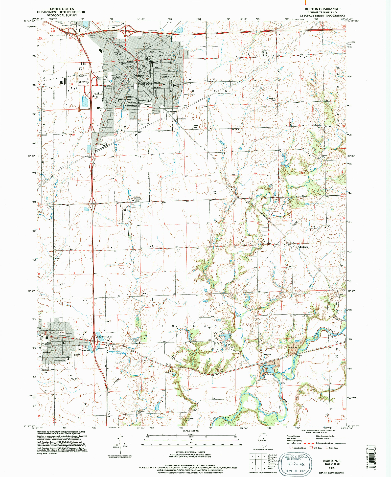 USGS 1:24000-SCALE QUADRANGLE FOR MORTON, IL 1995