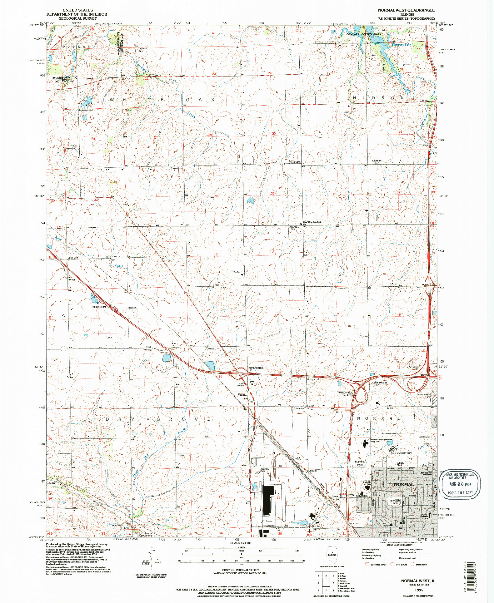 USGS 1:24000-SCALE QUADRANGLE FOR NORMAL WEST, IL 1995