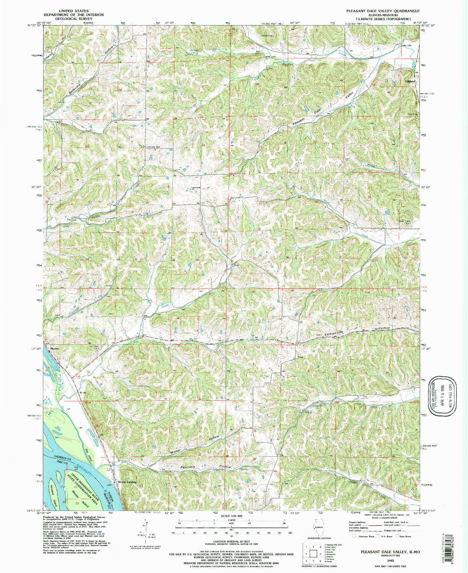 USGS 1:24000-SCALE QUADRANGLE FOR PLEASANT DALE VALLEY, IL 1993