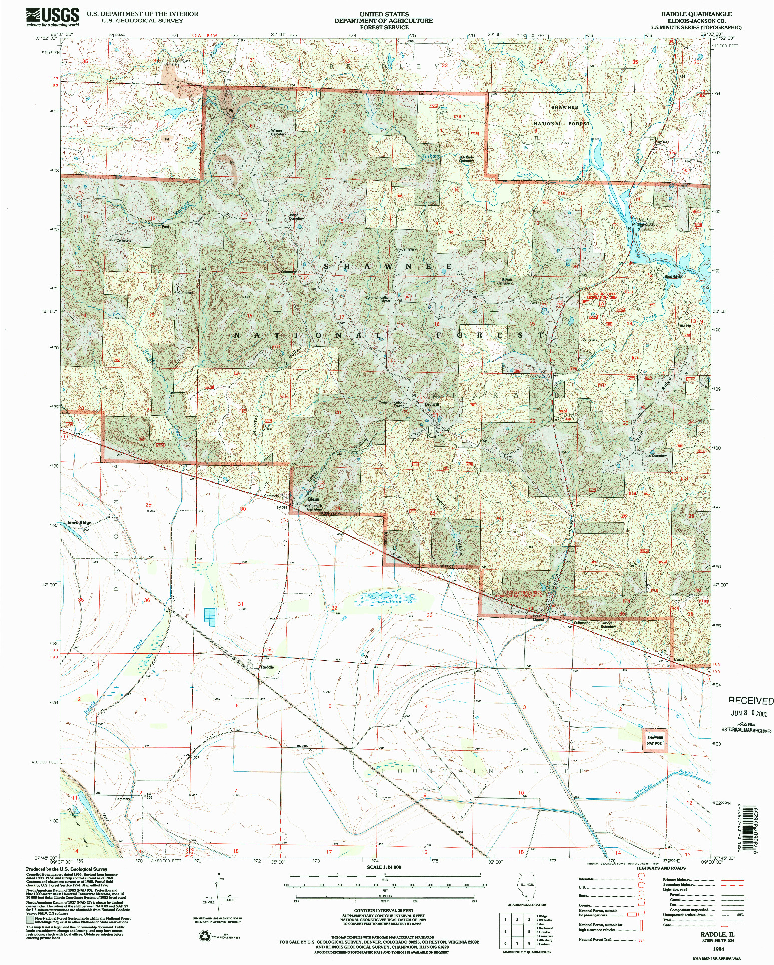 USGS 1:24000-SCALE QUADRANGLE FOR RADDLE, IL 1994