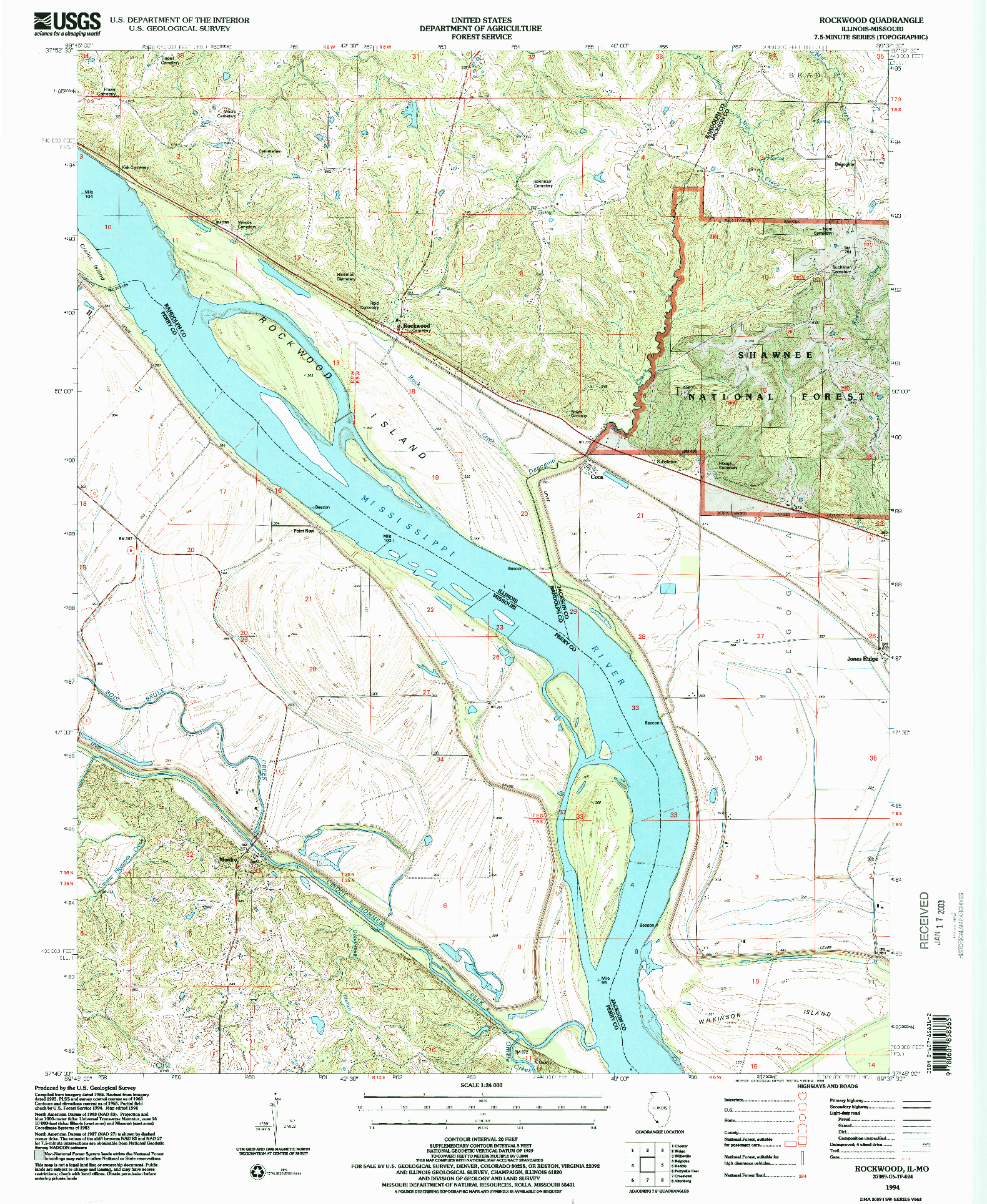 USGS 1:24000-SCALE QUADRANGLE FOR ROCKWOOD, IL 1994