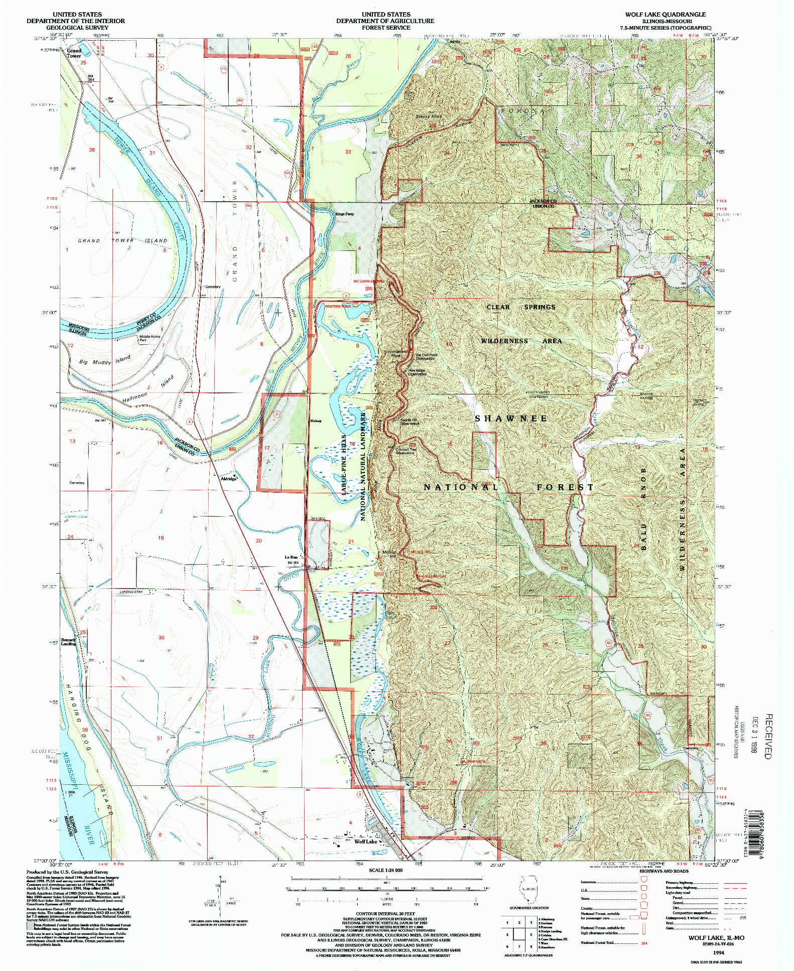 USGS 1:24000-SCALE QUADRANGLE FOR WOLF LAKE, IL 1994
