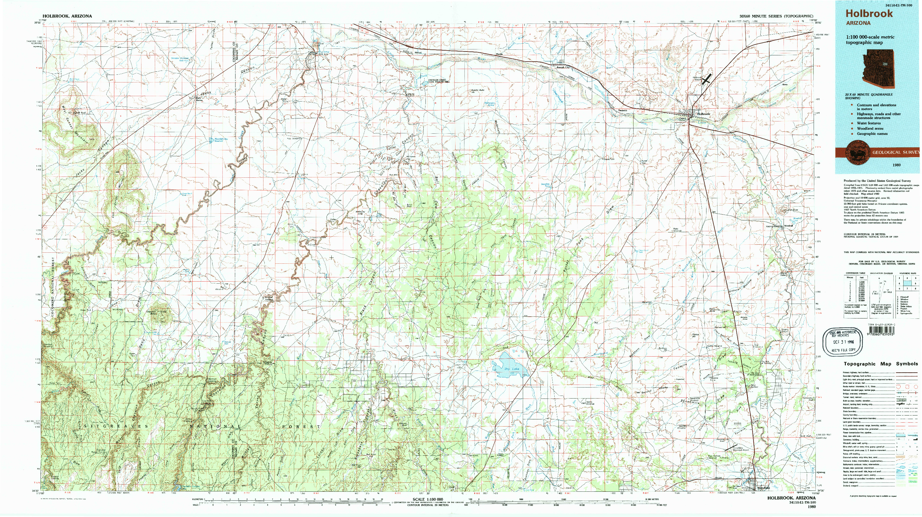 USGS 1:100000-SCALE QUADRANGLE FOR HOLBROOK, AZ 1980