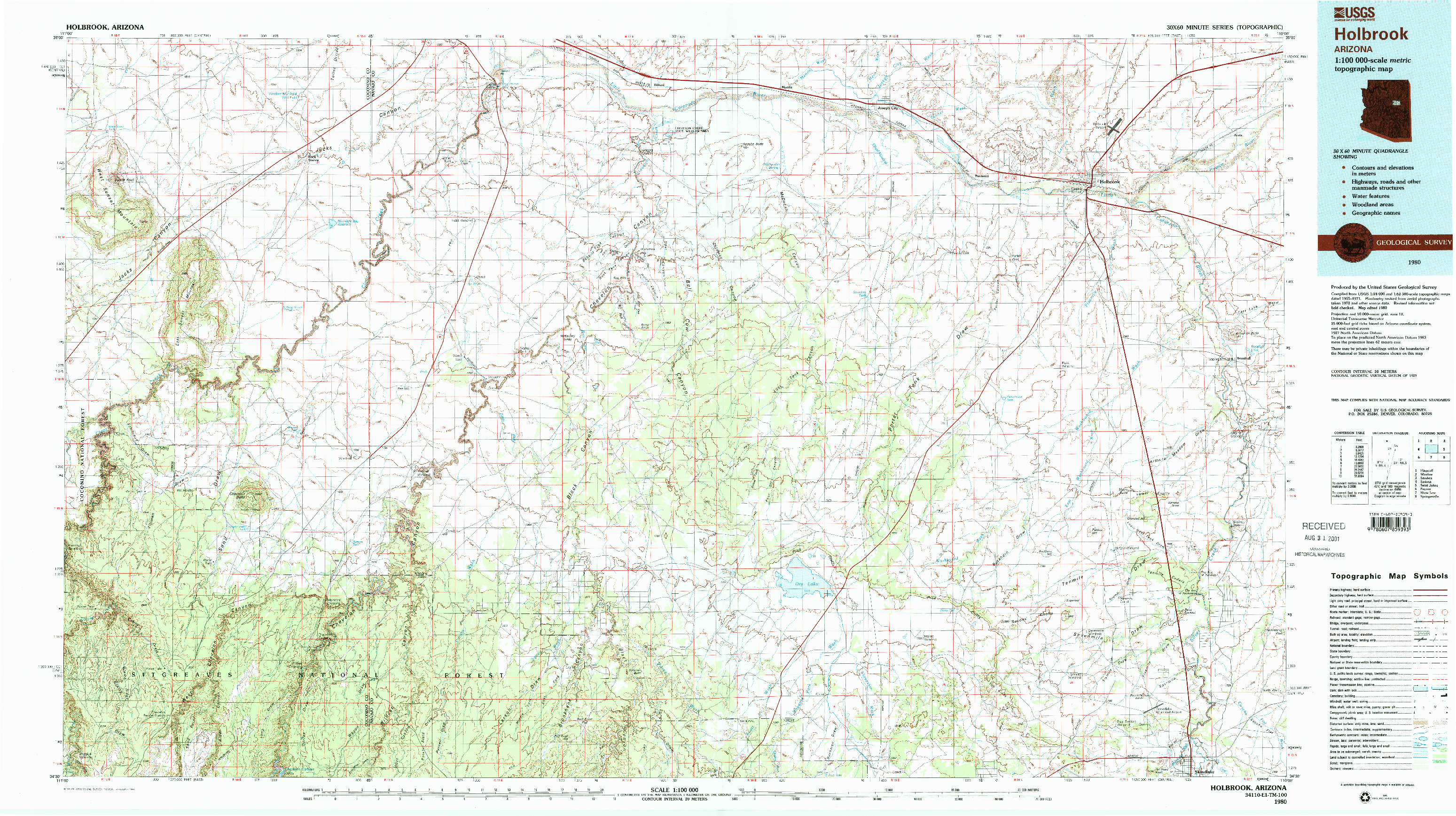 USGS 1:100000-SCALE QUADRANGLE FOR HOLBROOK, AZ 1980