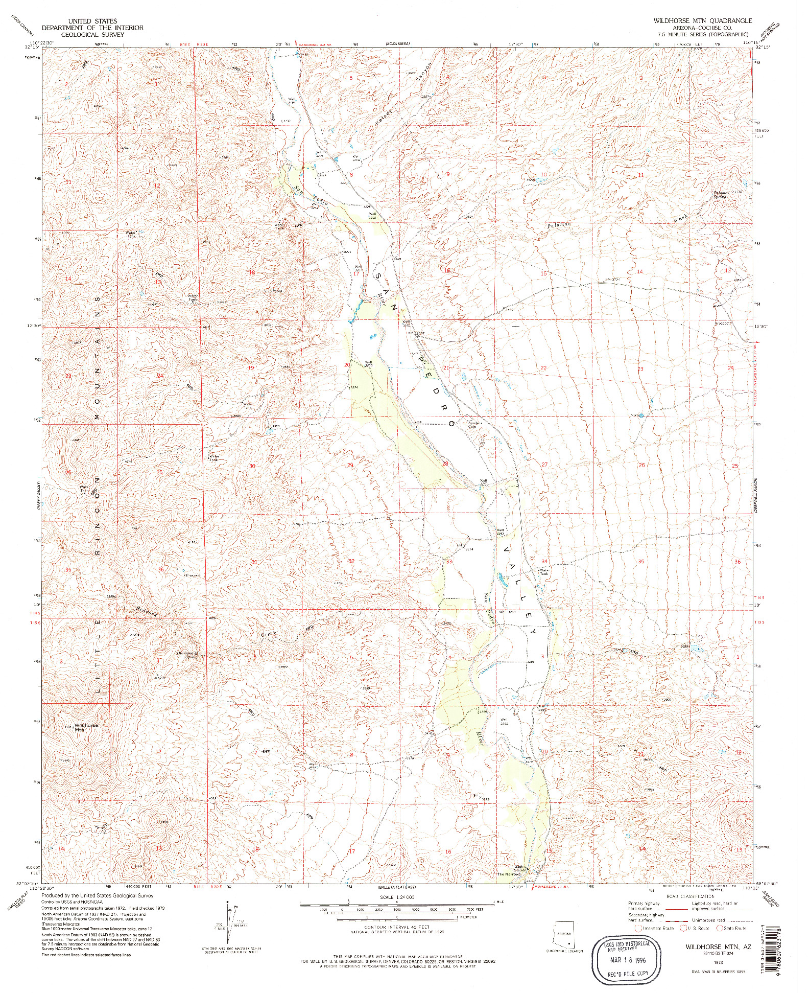 USGS 1:24000-SCALE QUADRANGLE FOR WILDHORSE MTN, AZ 1973