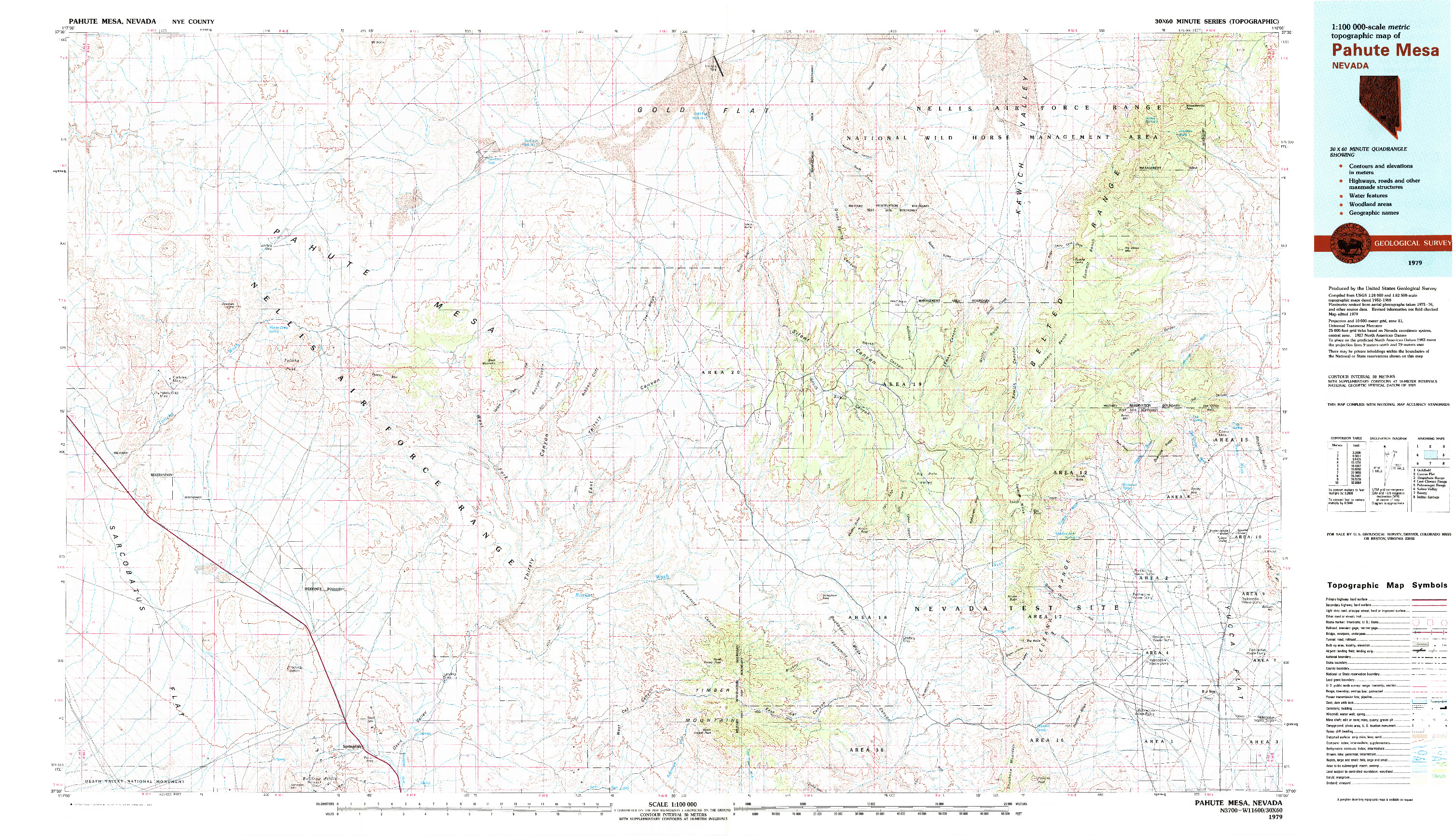 USGS 1:100000-SCALE QUADRANGLE FOR PAHUTE MESA, NV 1979