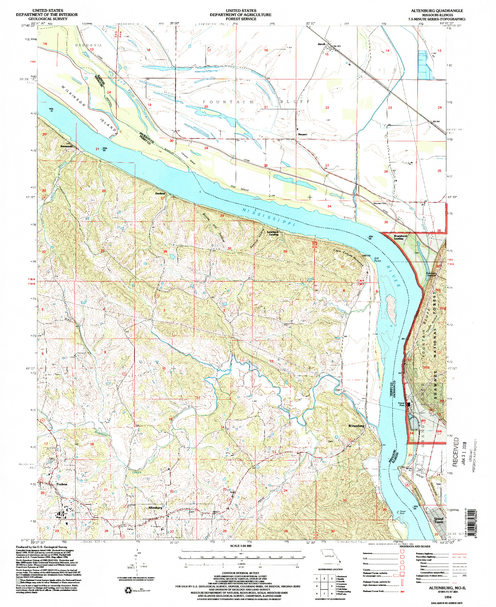 USGS 1:24000-SCALE QUADRANGLE FOR ALTENBURG, MO 1994