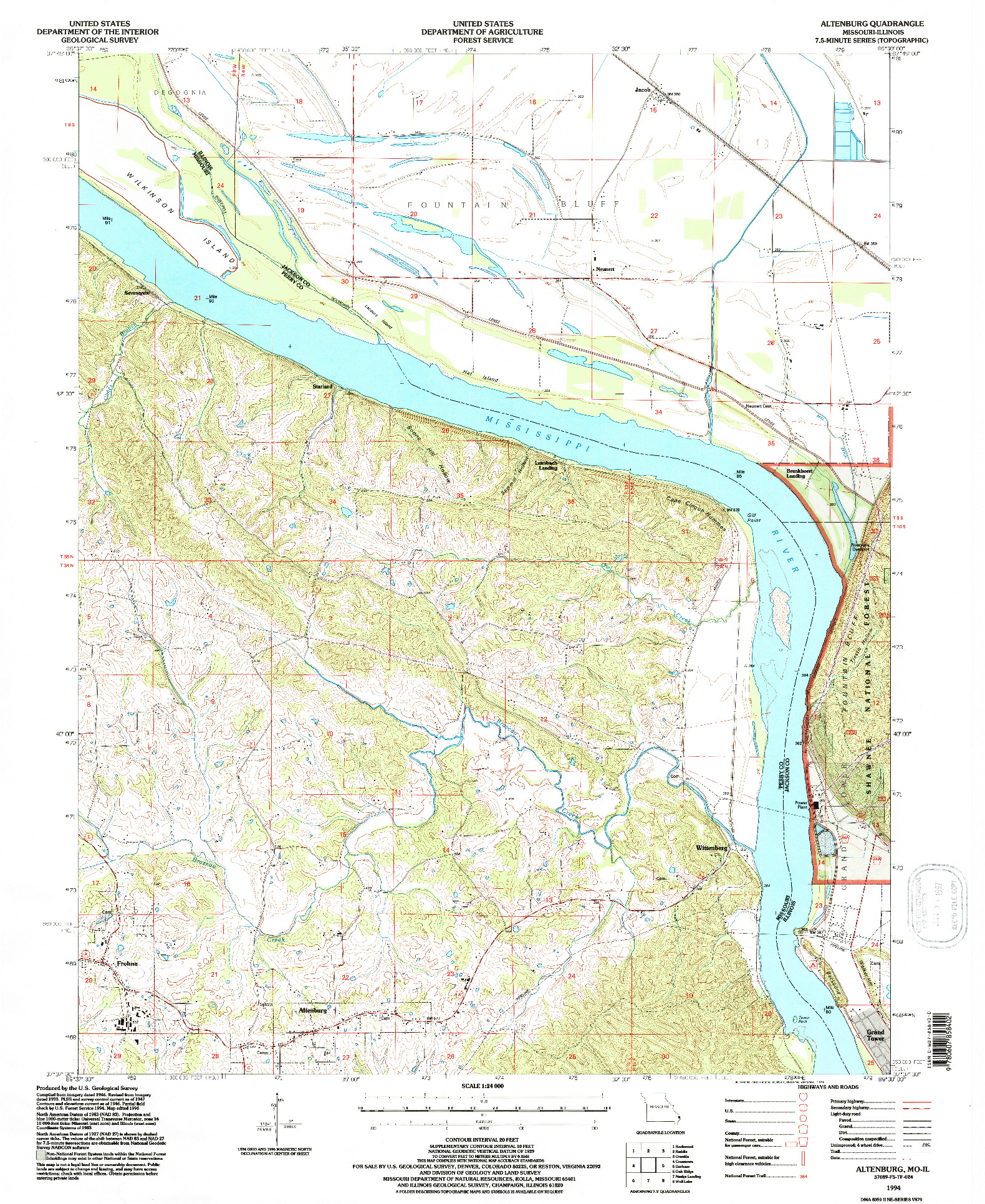 USGS 1:24000-SCALE QUADRANGLE FOR ALTENBURG, MO 1994