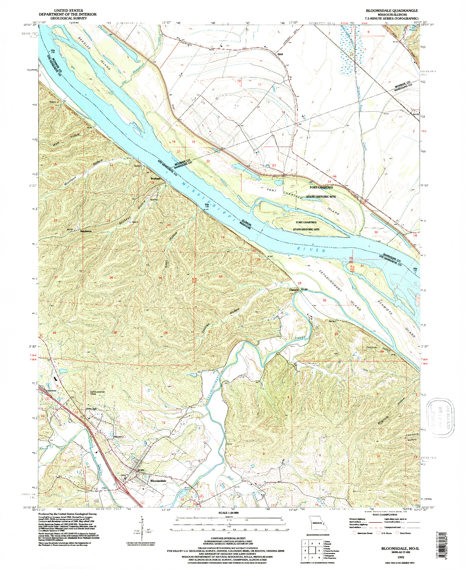 USGS 1:24000-SCALE QUADRANGLE FOR BLOOMSDALE, MO 1993