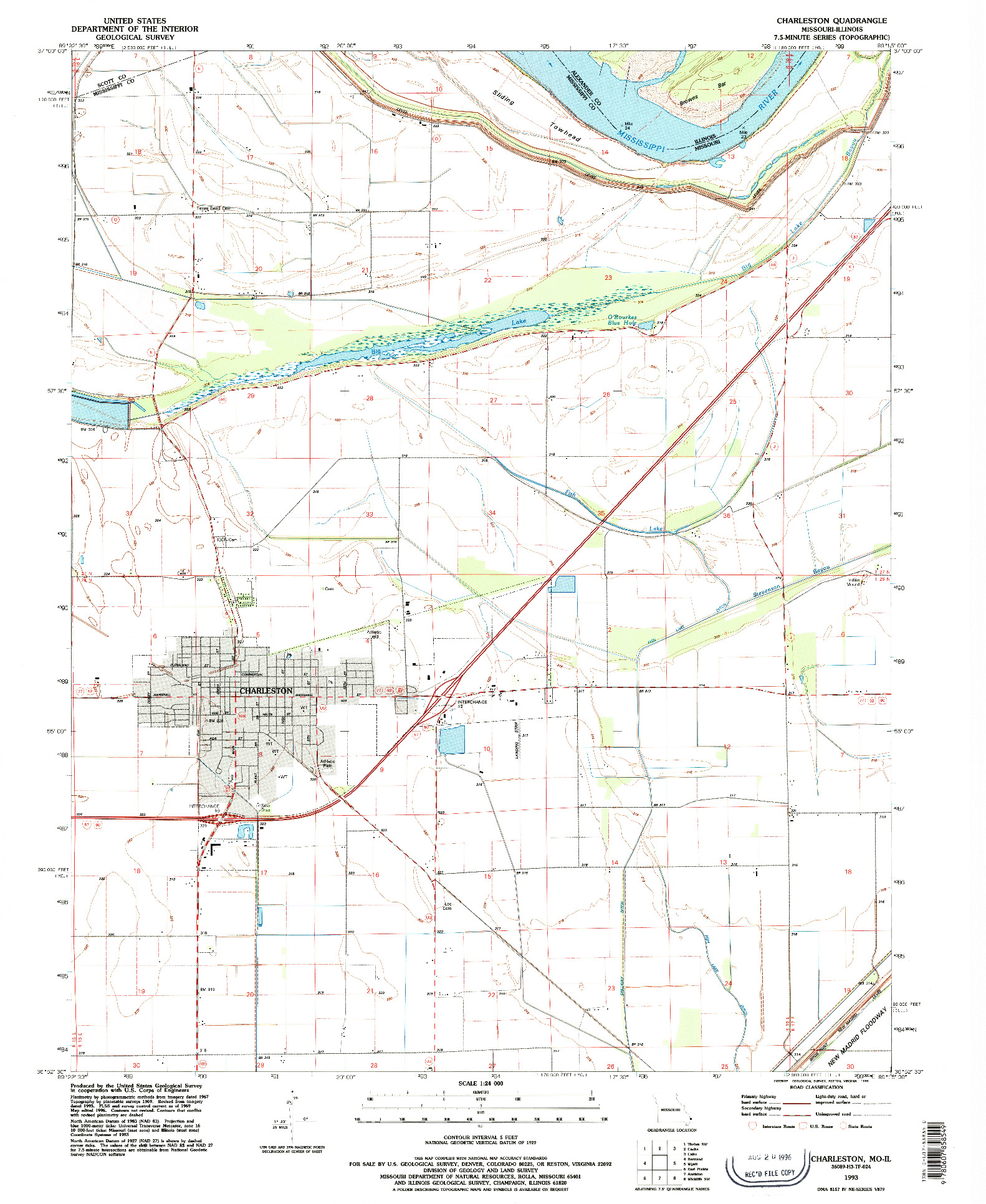 USGS 1:24000-SCALE QUADRANGLE FOR CHARLESTON, MO 1993