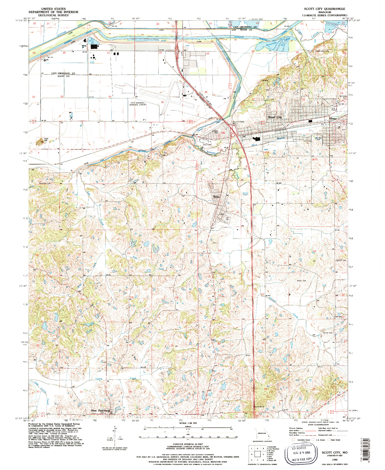 USGS 1:24000-SCALE QUADRANGLE FOR SCOTT CITY, MO 1993