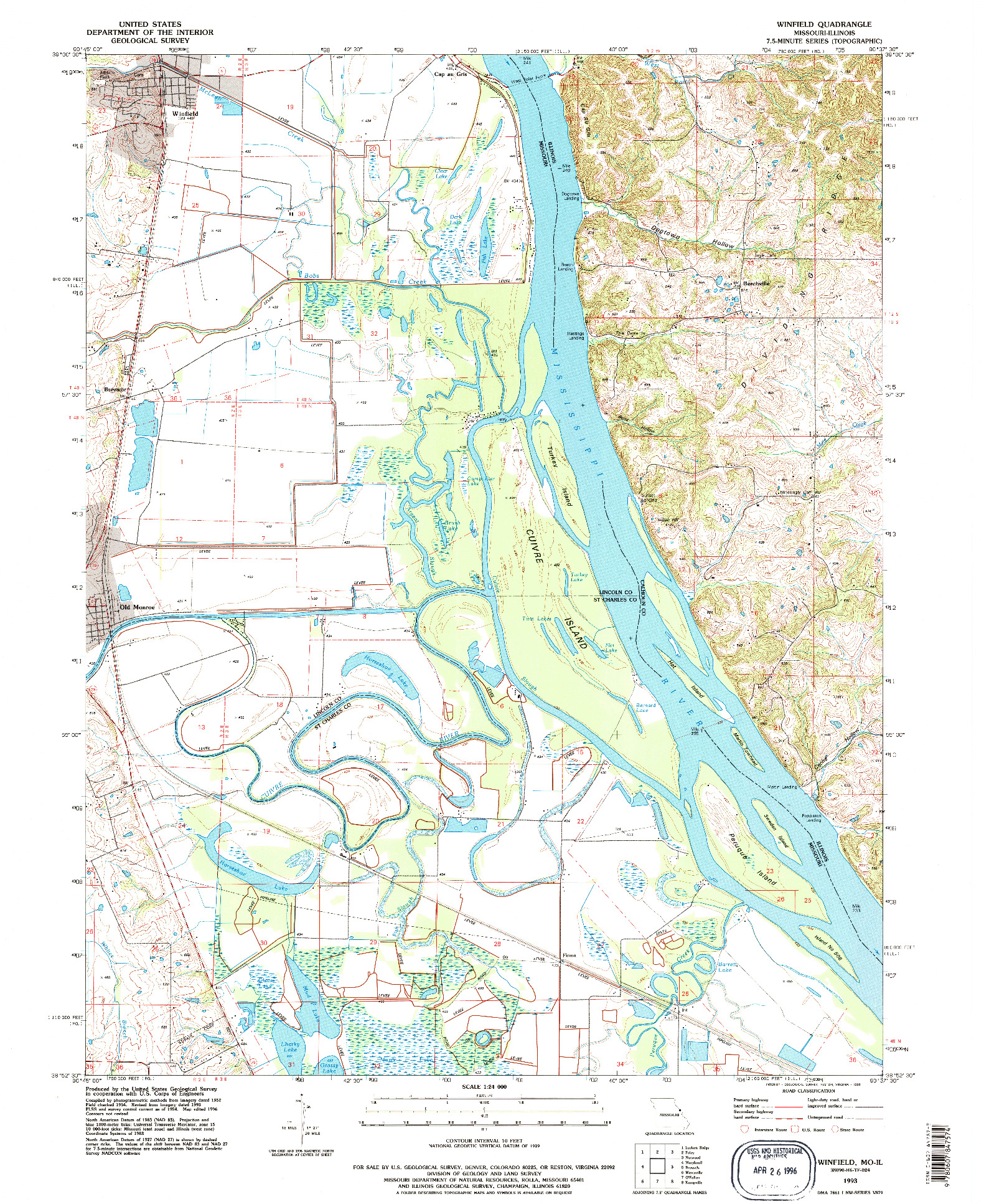 USGS 1:24000-SCALE QUADRANGLE FOR WINFIELD, MO 1993