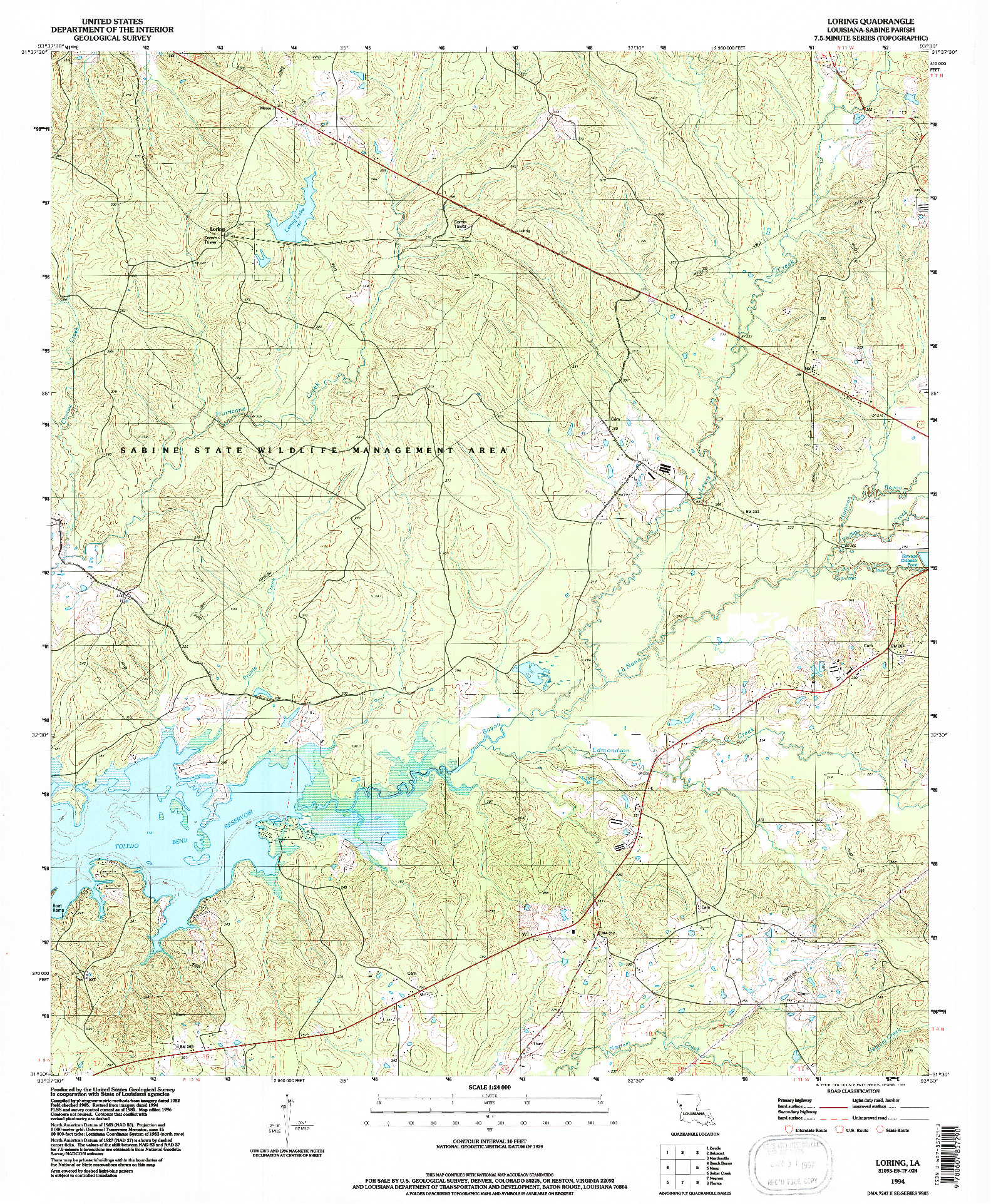 USGS 1:24000-SCALE QUADRANGLE FOR LORING, LA 1994